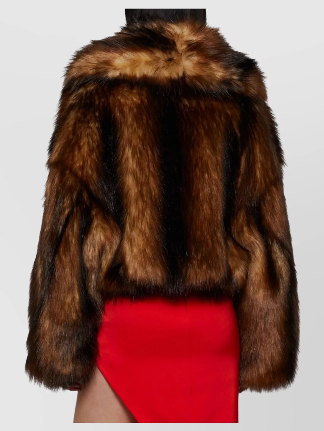 David Koma Cropped Oversized Faux Fur Jacket In Brown