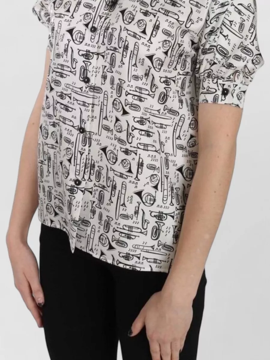 Dolce&Gabbana Silk Printed Short-Sleeve Shirt