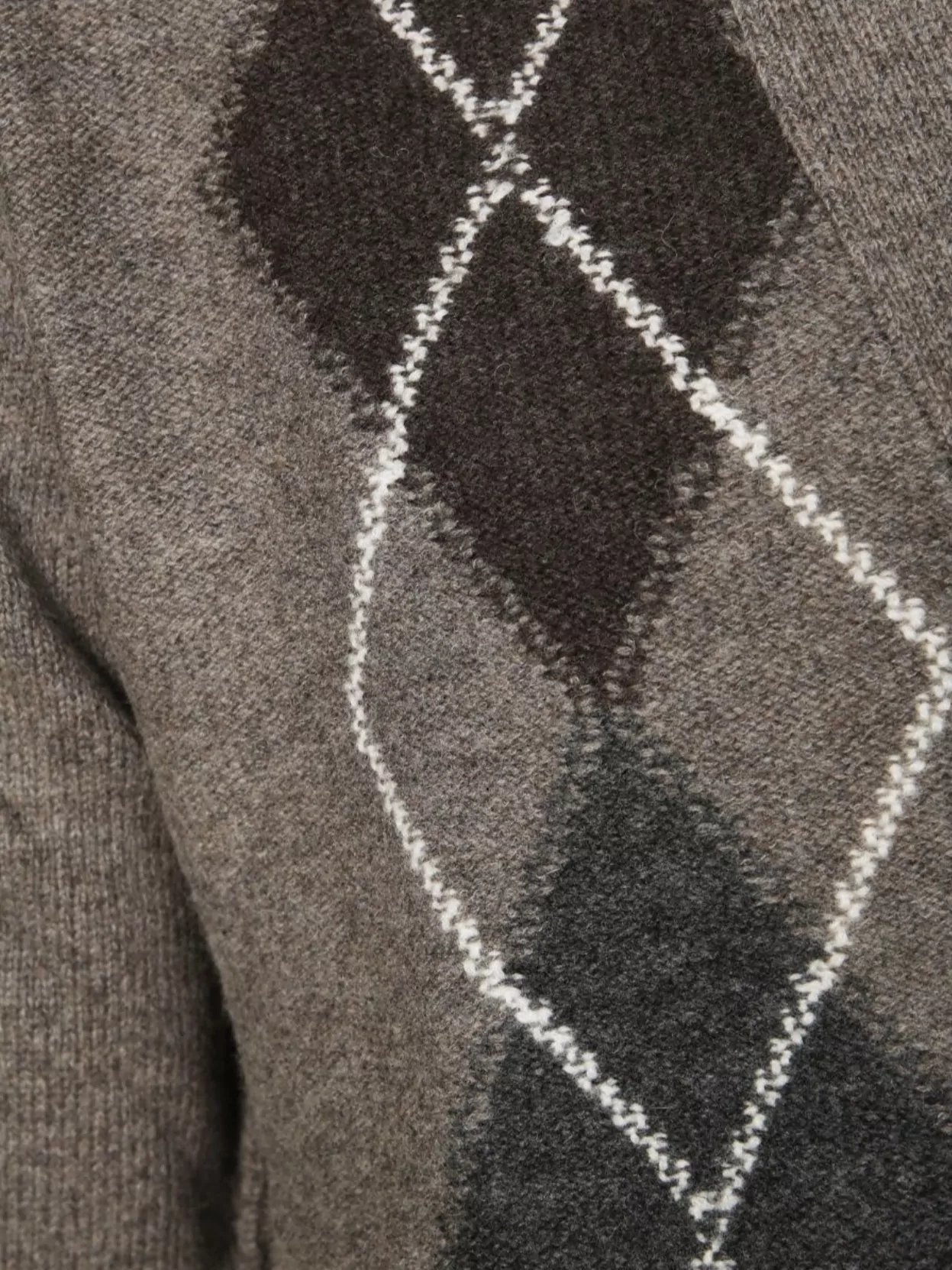 Paolo Pecora V Neck Argyle Pattern Cardigan With Long Sleeves