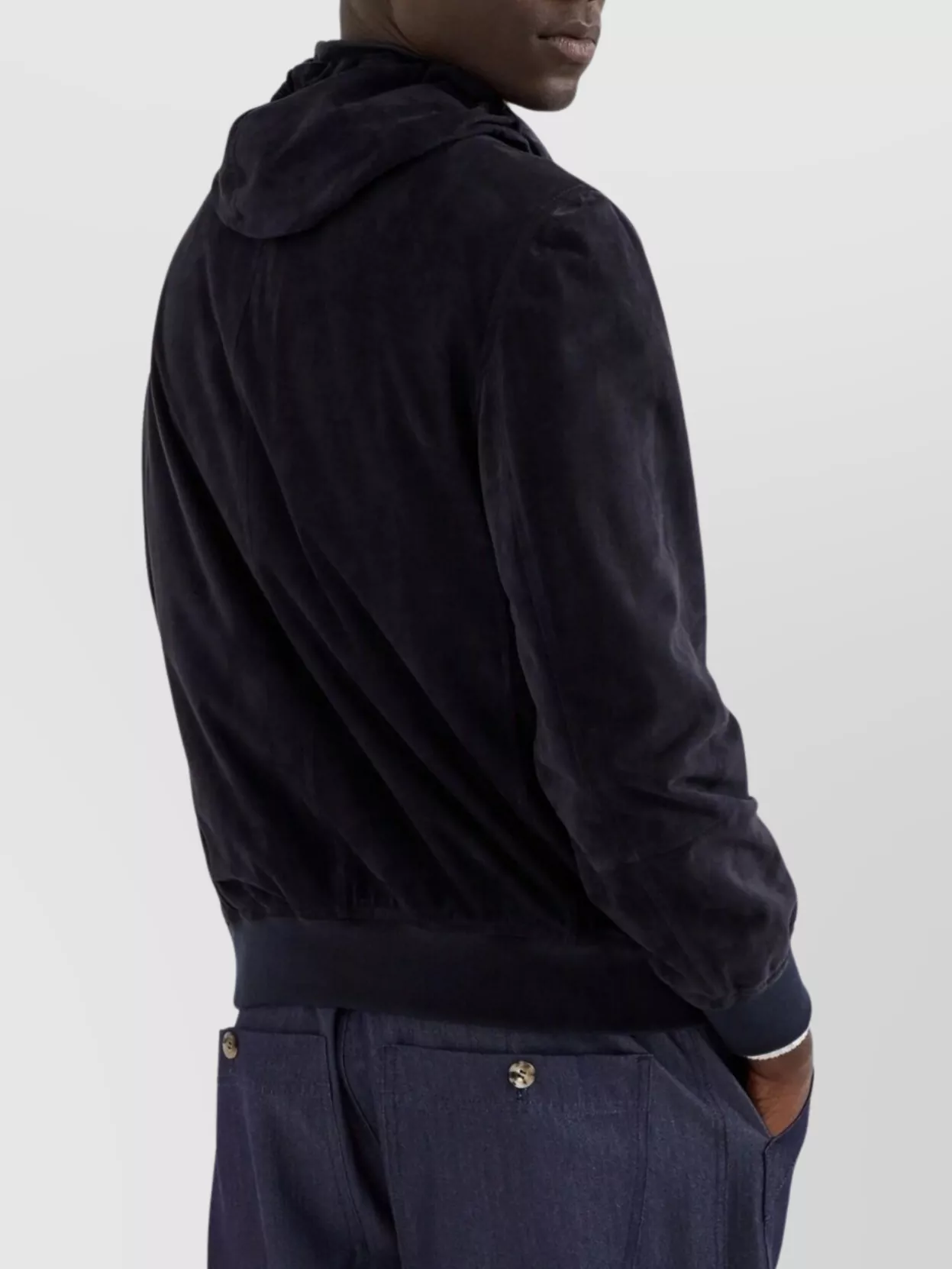 Brunello Cucinelli Suede Hooded Jacket Adjustable Drawstring