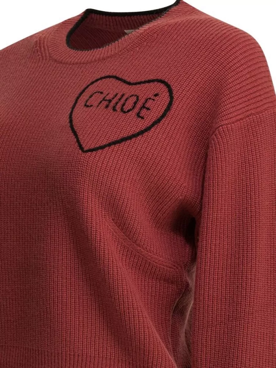 Chloé Cashmere Wool Ribbed Cropped Crew Neck Jumper