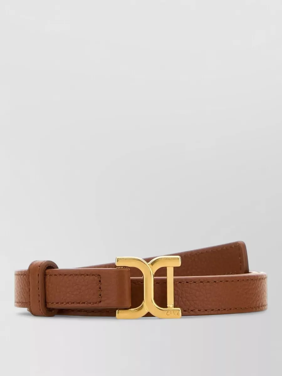 Chloé Marcie Belt Adjustable Textured Leather Strap In Brown