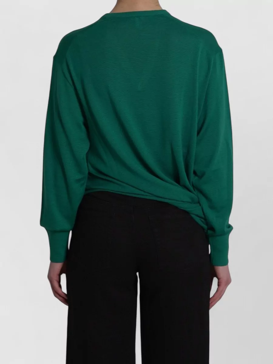Loewe Wool Ribbed V-Neck Asymmetric Wrap Sweater