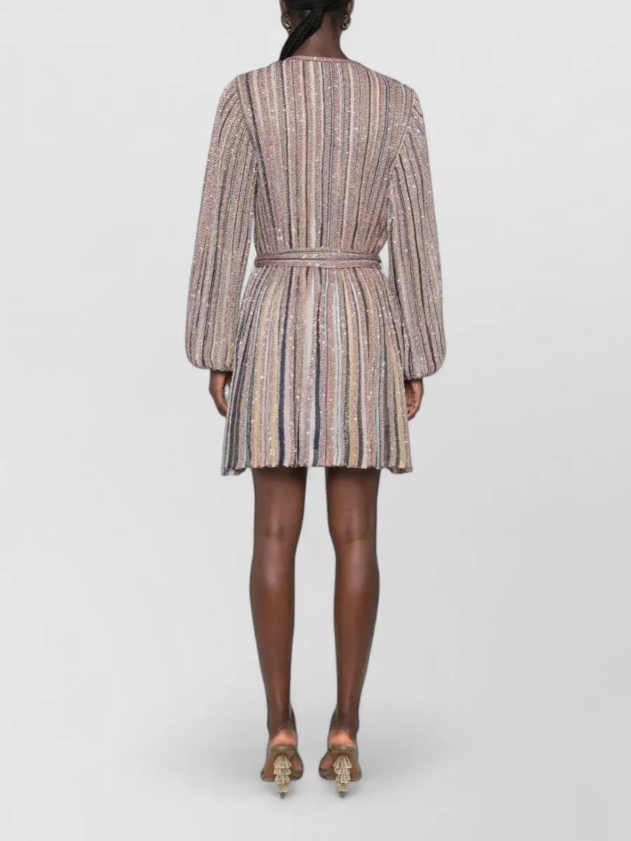 Missoni Metallic Fine-Knit Striped Mini Dress