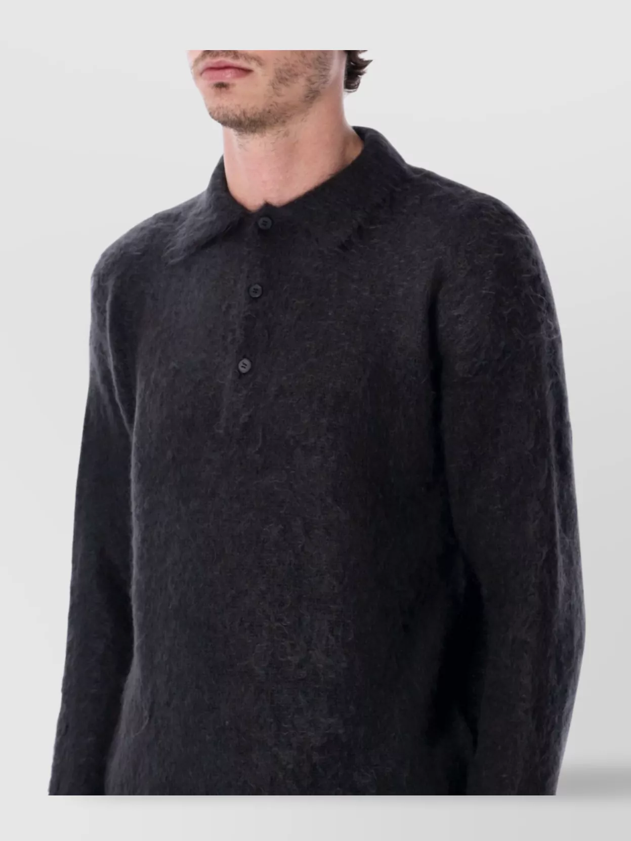 Auralee Mohair Polo Sweater Collared Design