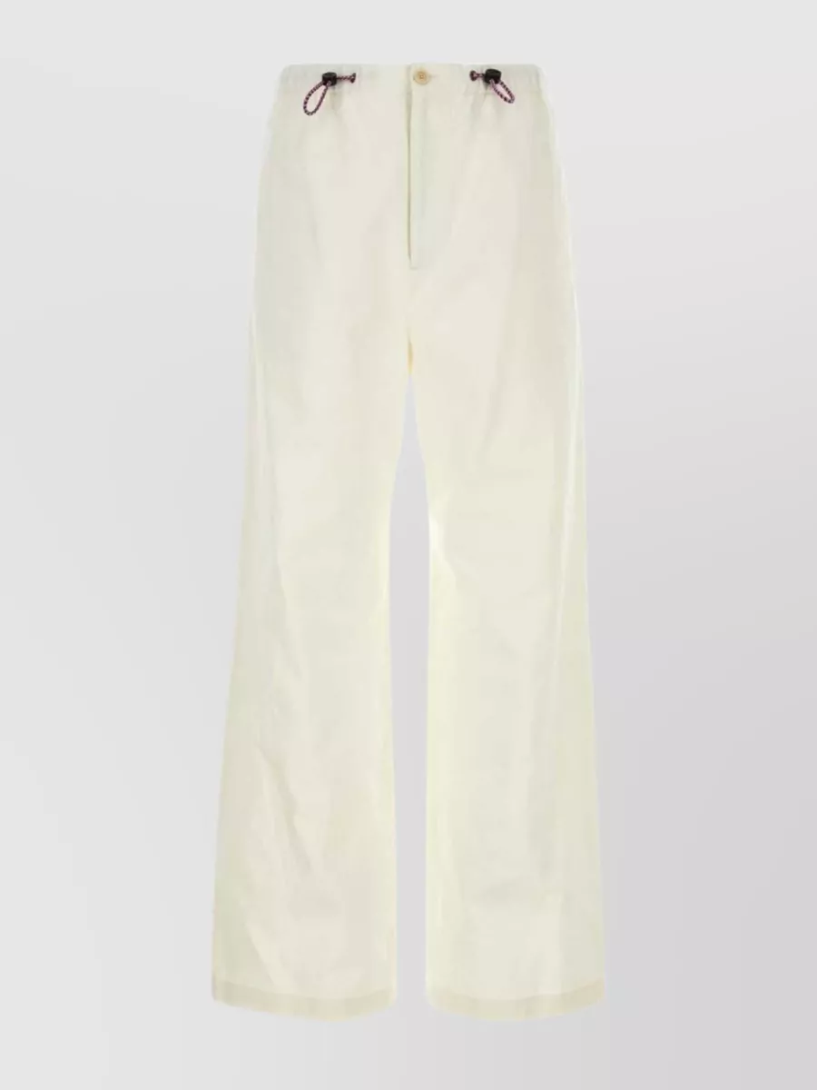 Shop Gucci Wide-leg Drill Trousers With Elasticated Waistband In White