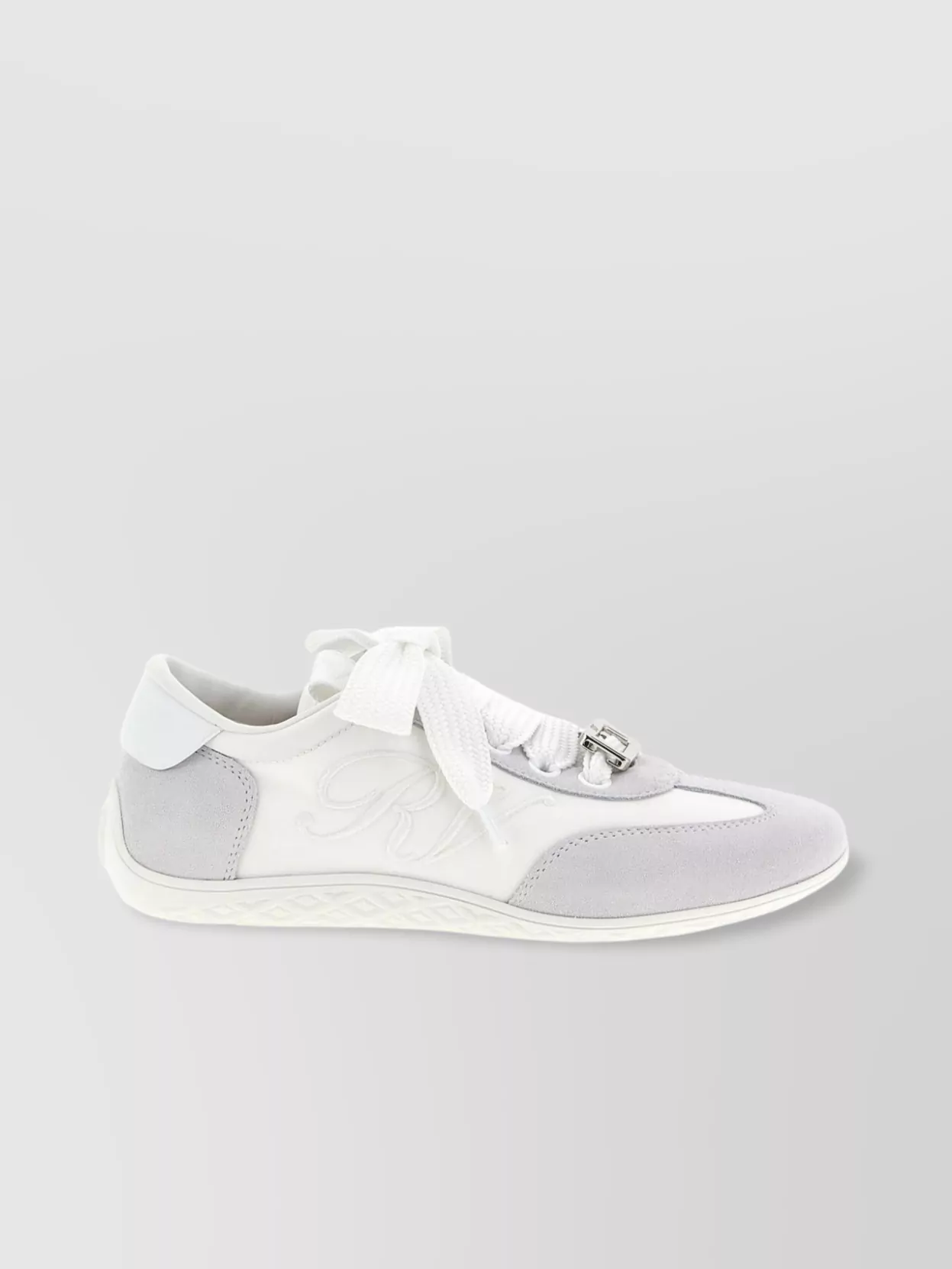 Roger Vivier Low-Top Sneakers Metal Eyelets Rubber Sole Suede Panels