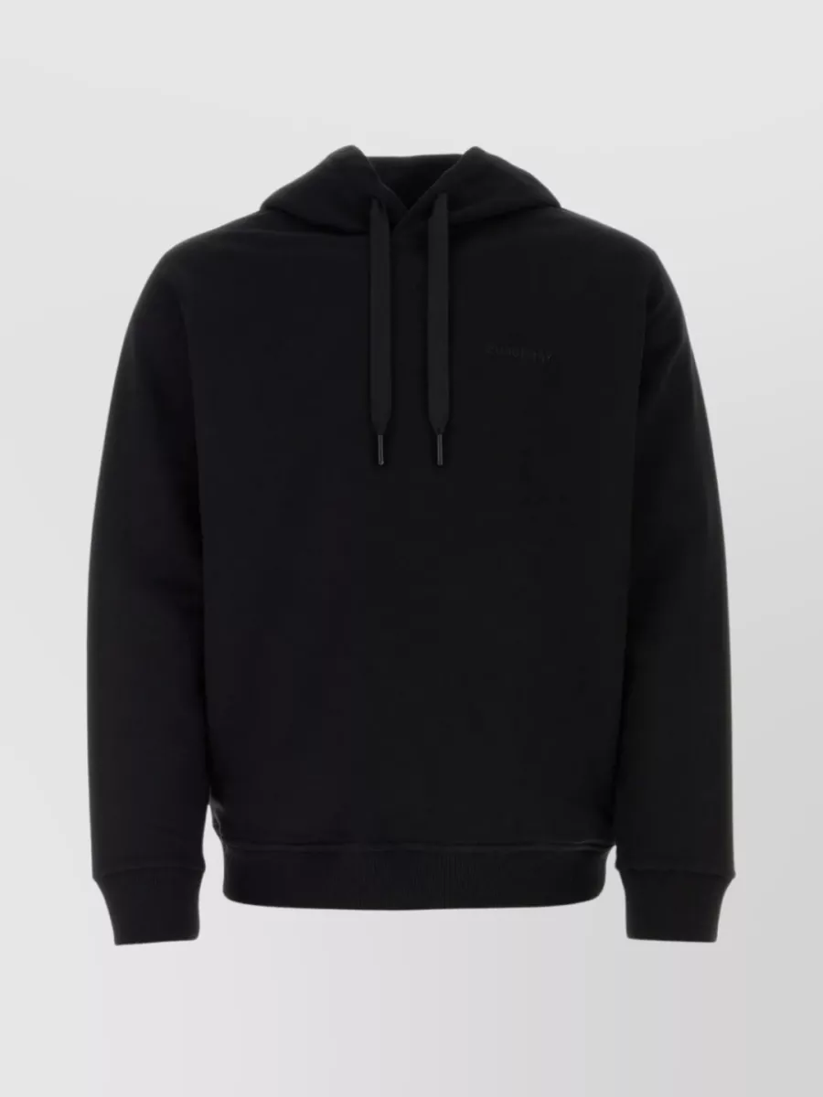 Shop Burberry Cotton Sweatshirt With Hood And Graphic Print In Black