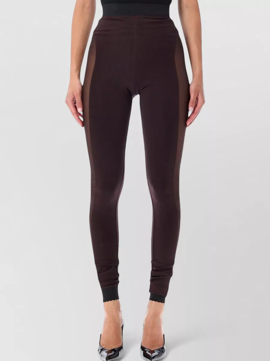 The Attico sheer panel high-rise slim-fit ankle-length leggings