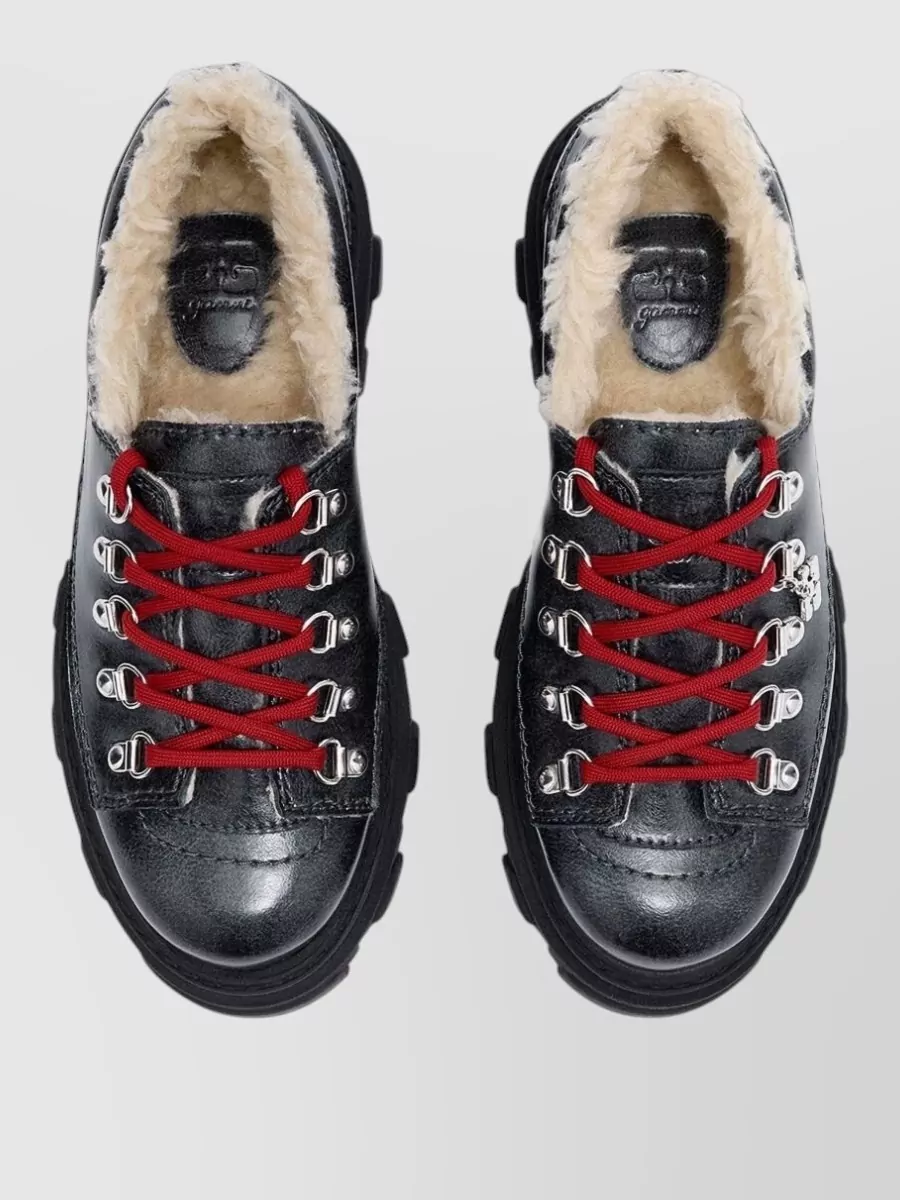 Ganni Lace-Up Ankle Boots Chunky Sole