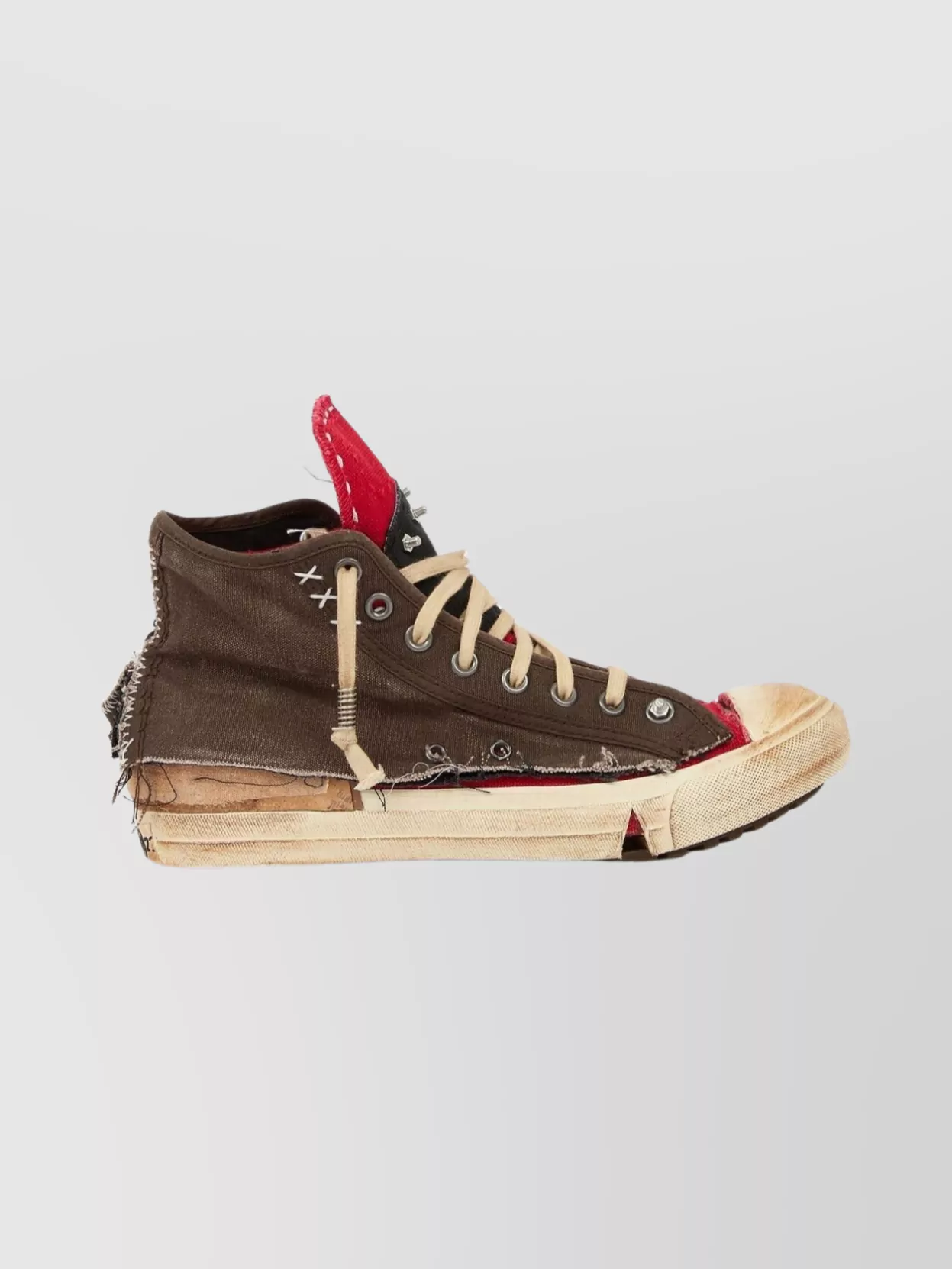 Maison Margiela High-Top Sneakers With Frayed Edges And Studs