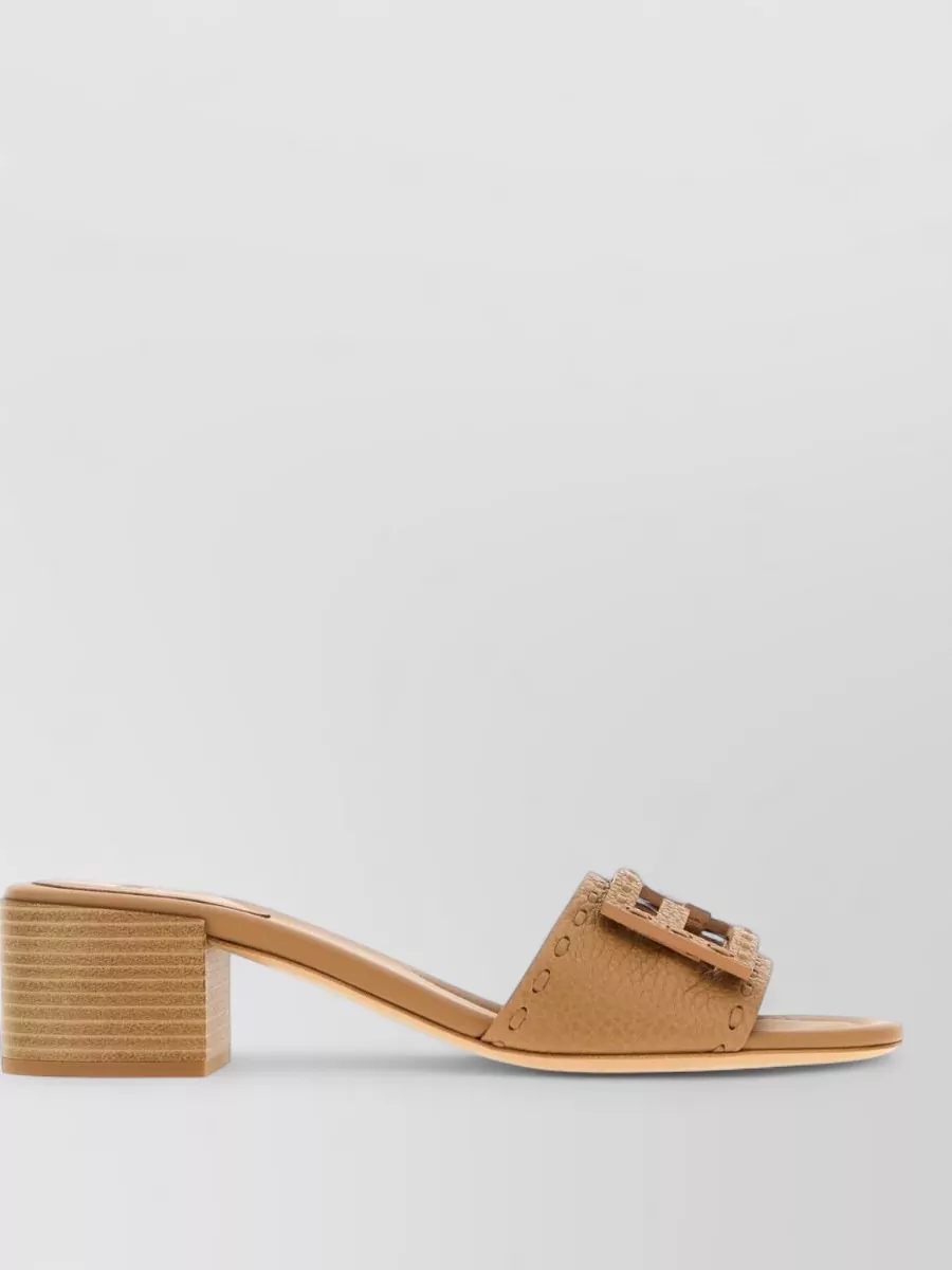 Fendi leather baguette slides