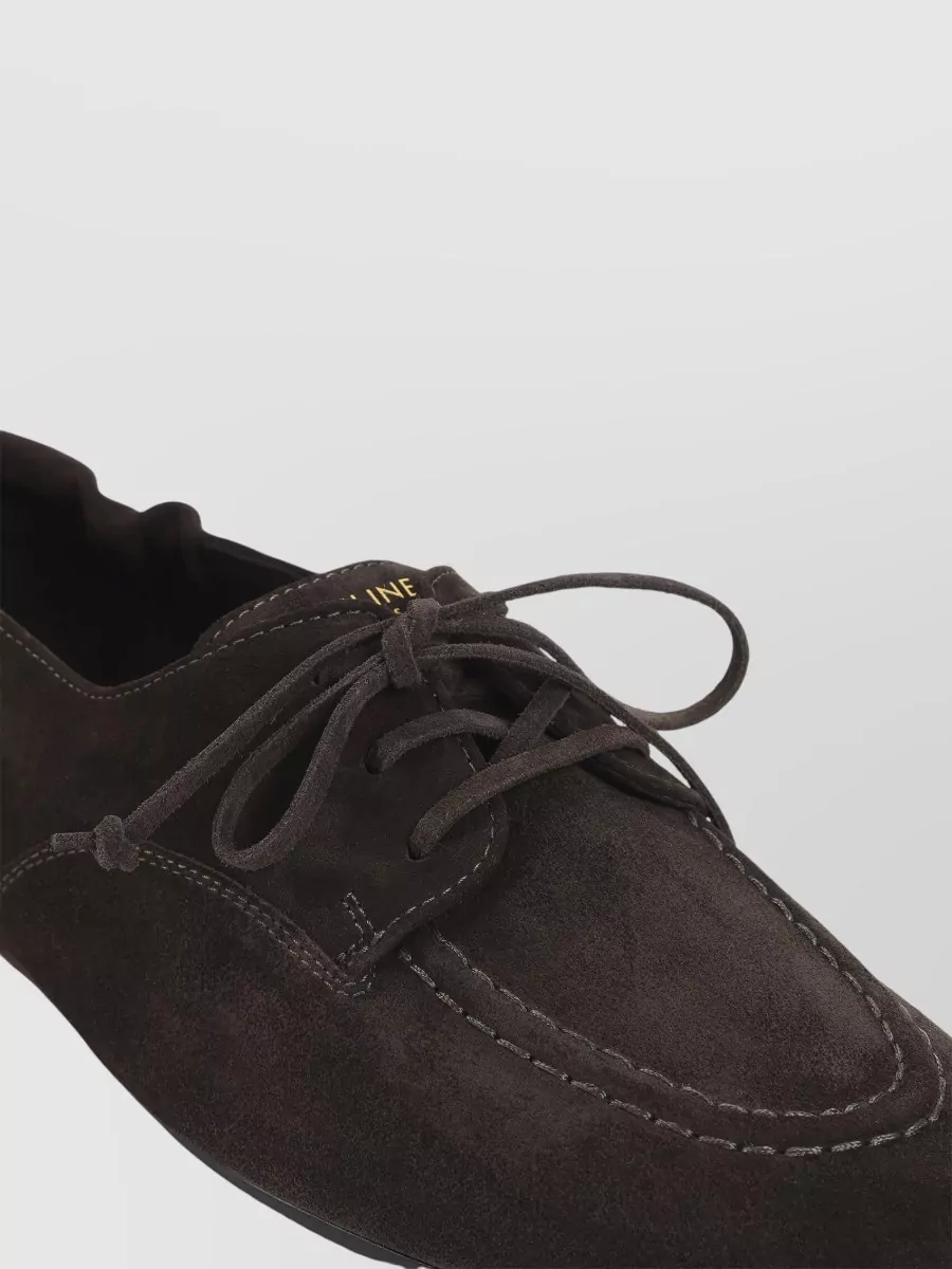 Celine Suede Leather Lace-Up Loafers