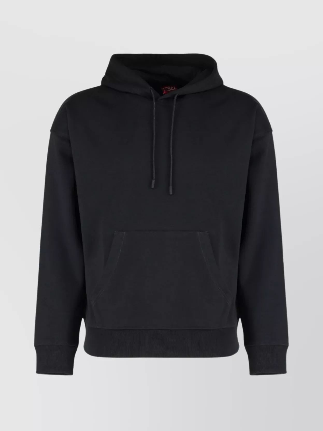 Diesel Cotton Hooded Sweatshirt Kangaroo Pocket In Black