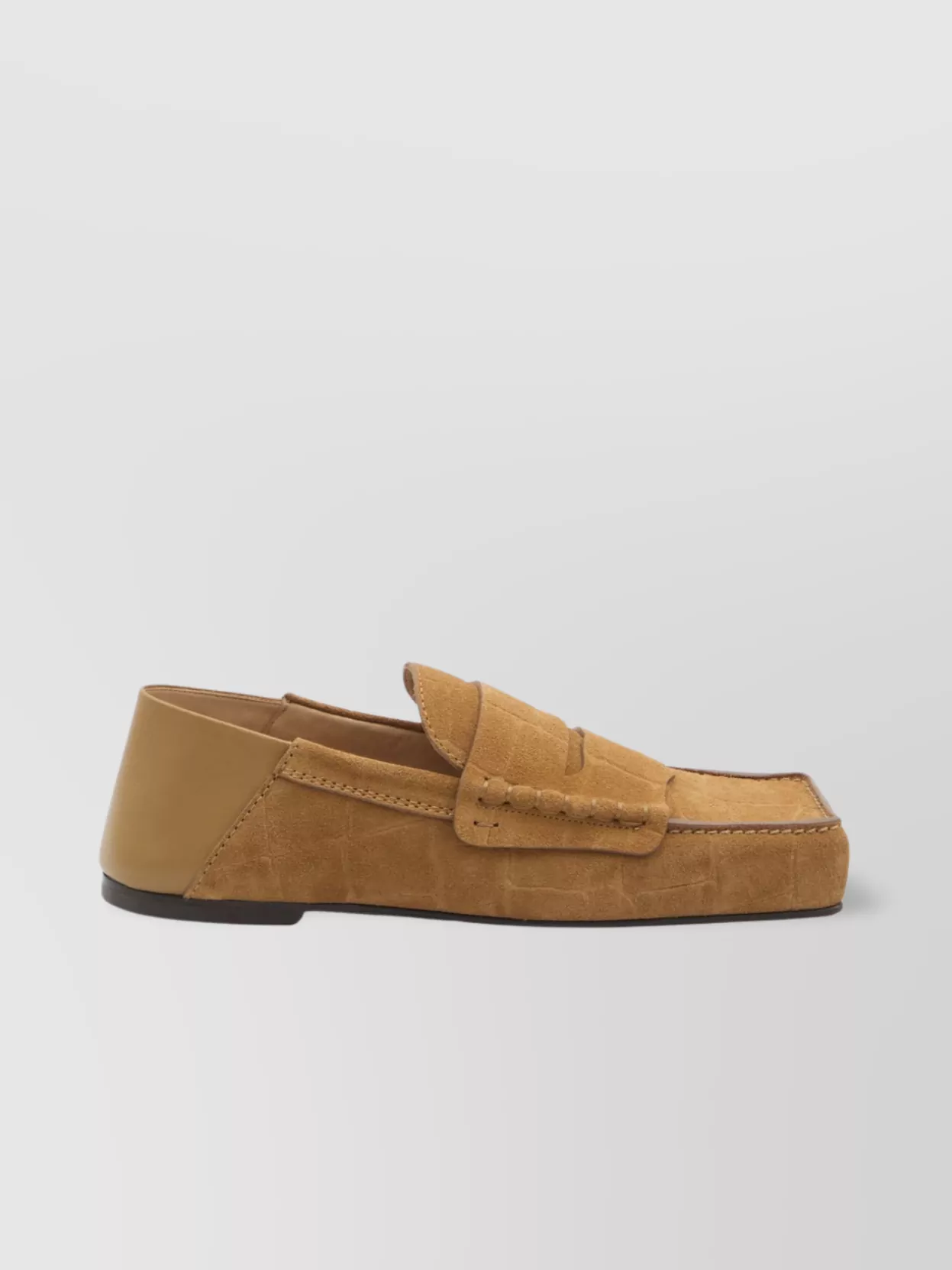 Jacquemus Square Toe Crocodile Loafers In Orange