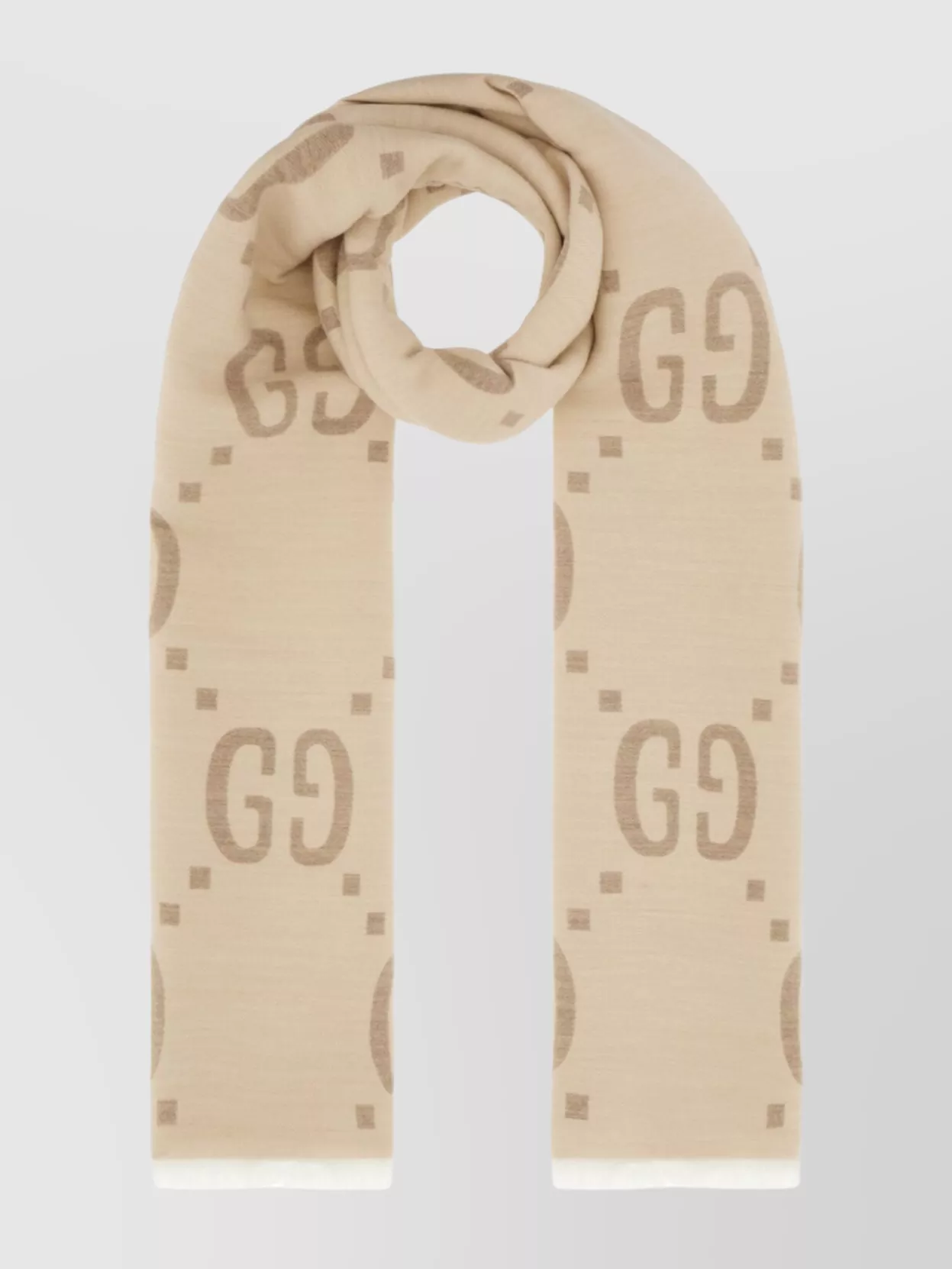 Gucci Embroidered Detail Wool Blend Scarf