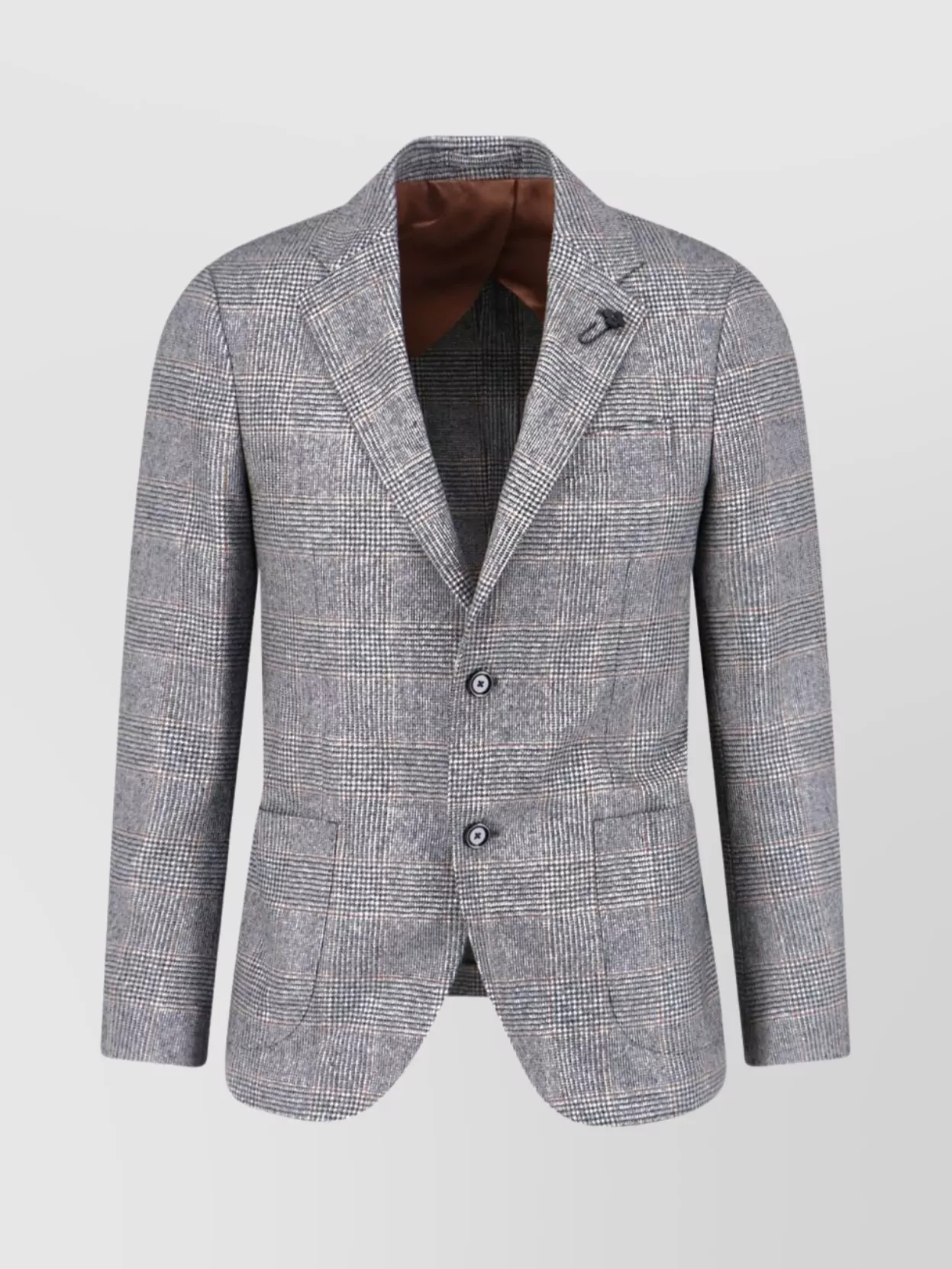 Lardini Check Pattern Front Pockets Long Sleeves In Gray