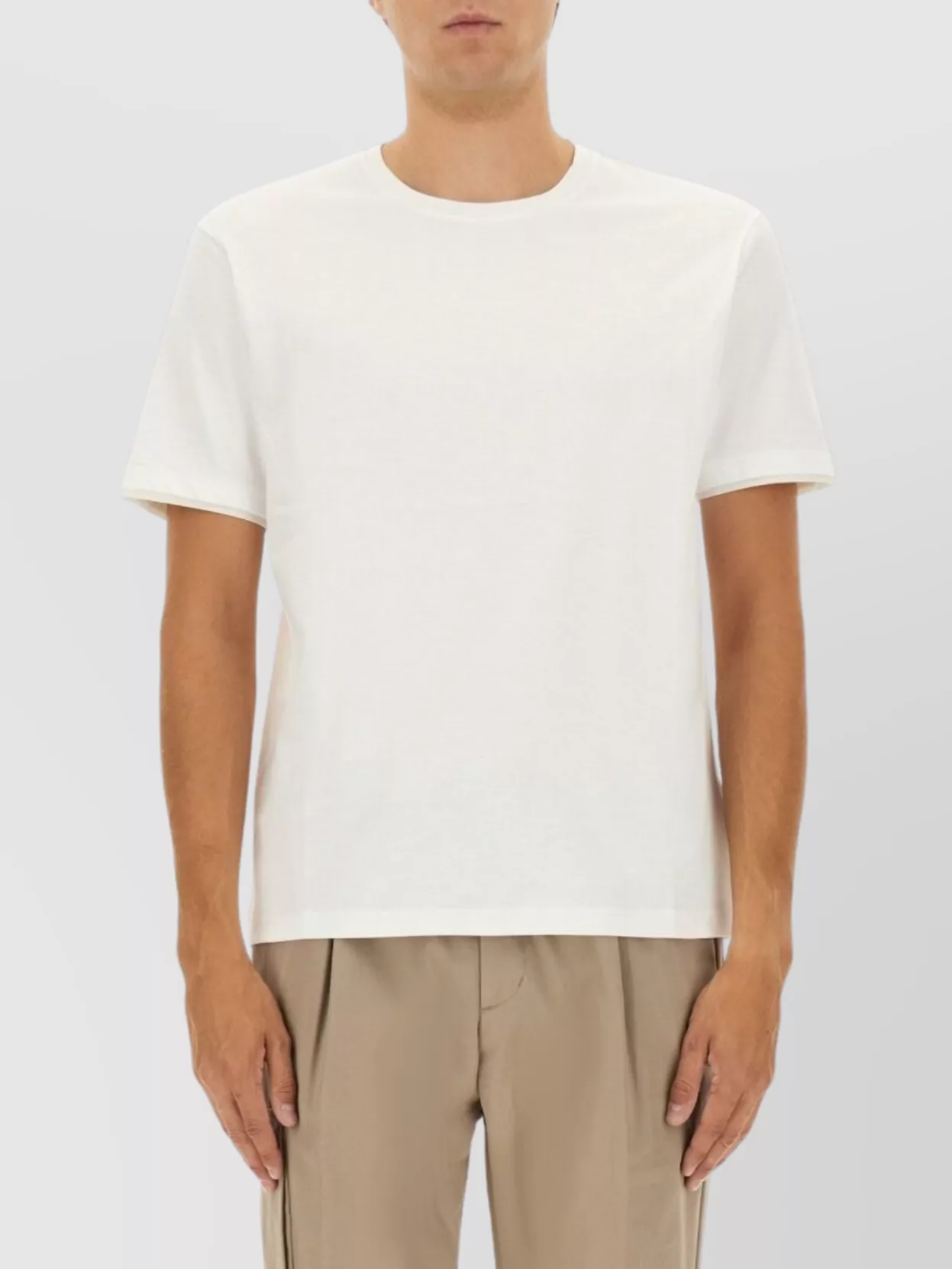 Herno Crew Neck Short Sleeve Cotton T-shirt In White