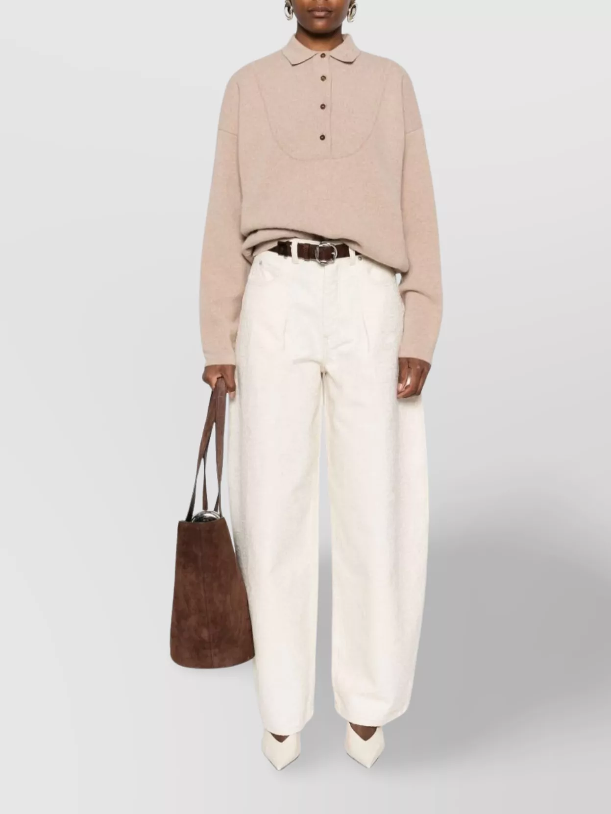 Jacquemus Polo Collar Knitwear With Ribbed Cuffs And Hem In Neutral