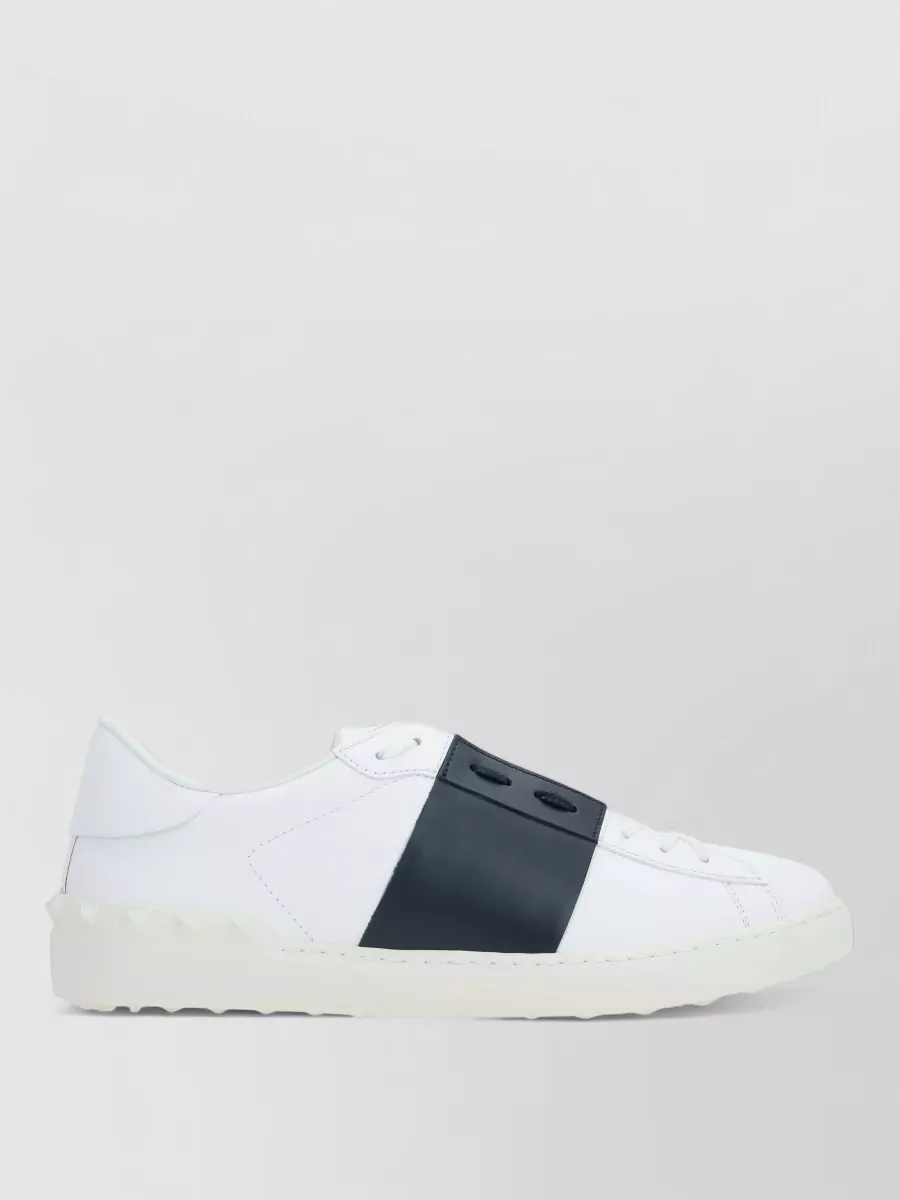 Valentino Low Top Sneakers Round Toe Contrast Panel Rubber Sole