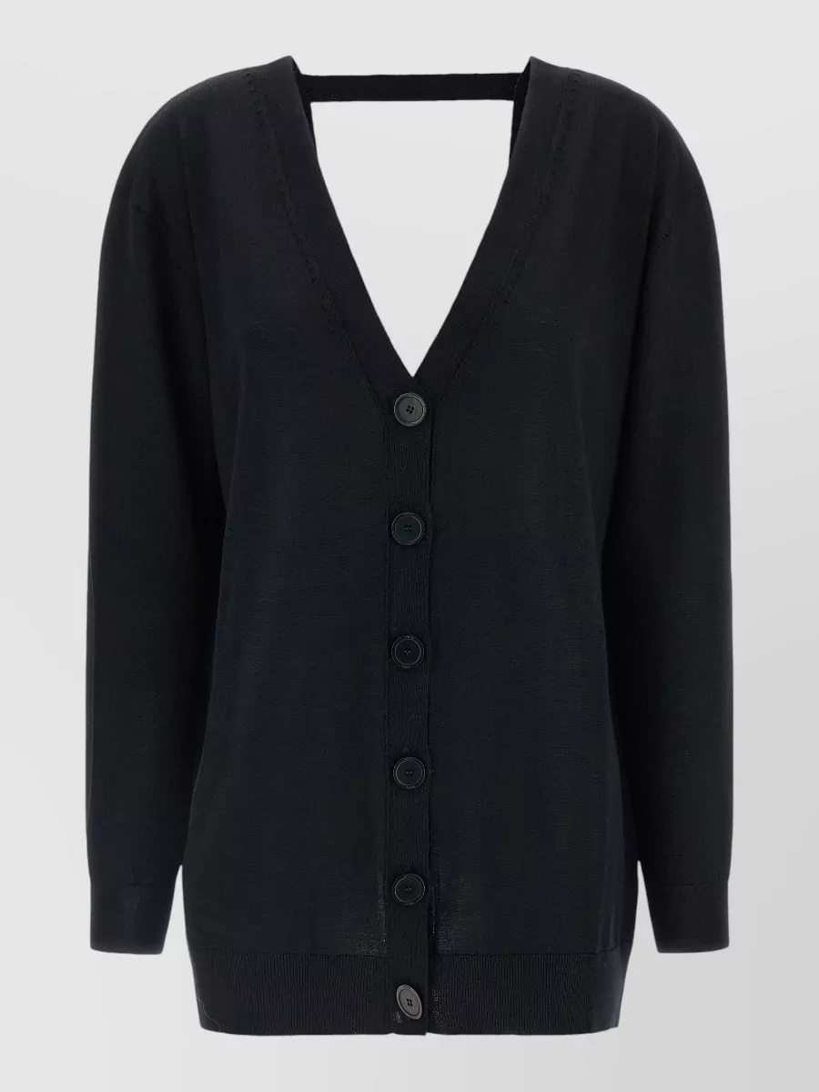 Nude wool v-neck front back cardigan