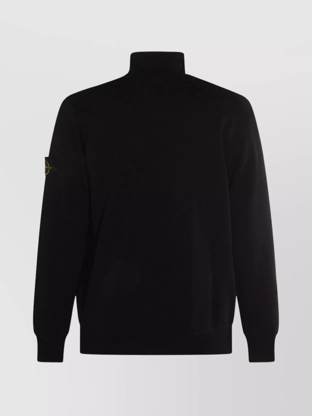 Stone Island High Collar Ribbed Cuffs Side Pockets Sweatshirt In Black