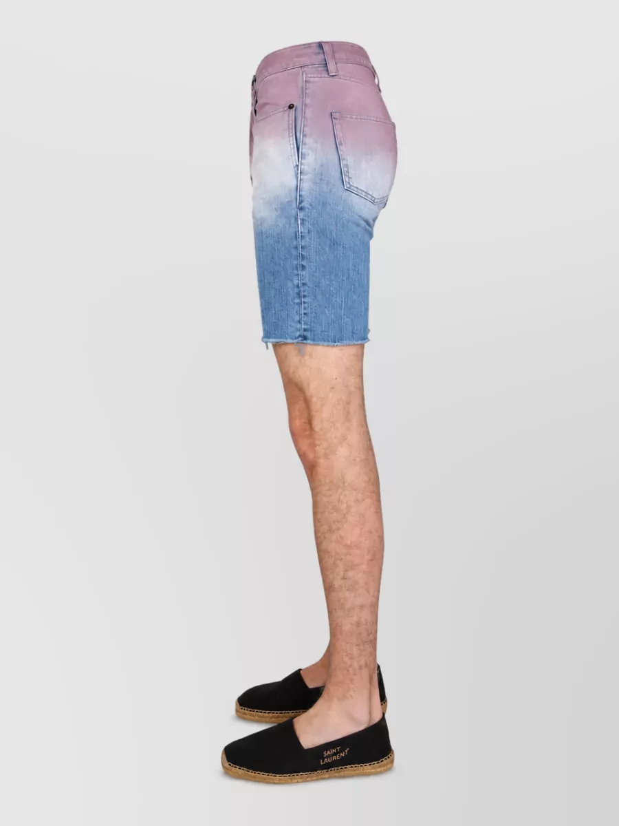 Saint Laurent Cotton Degradé Print Tailored Bermuda Shorts