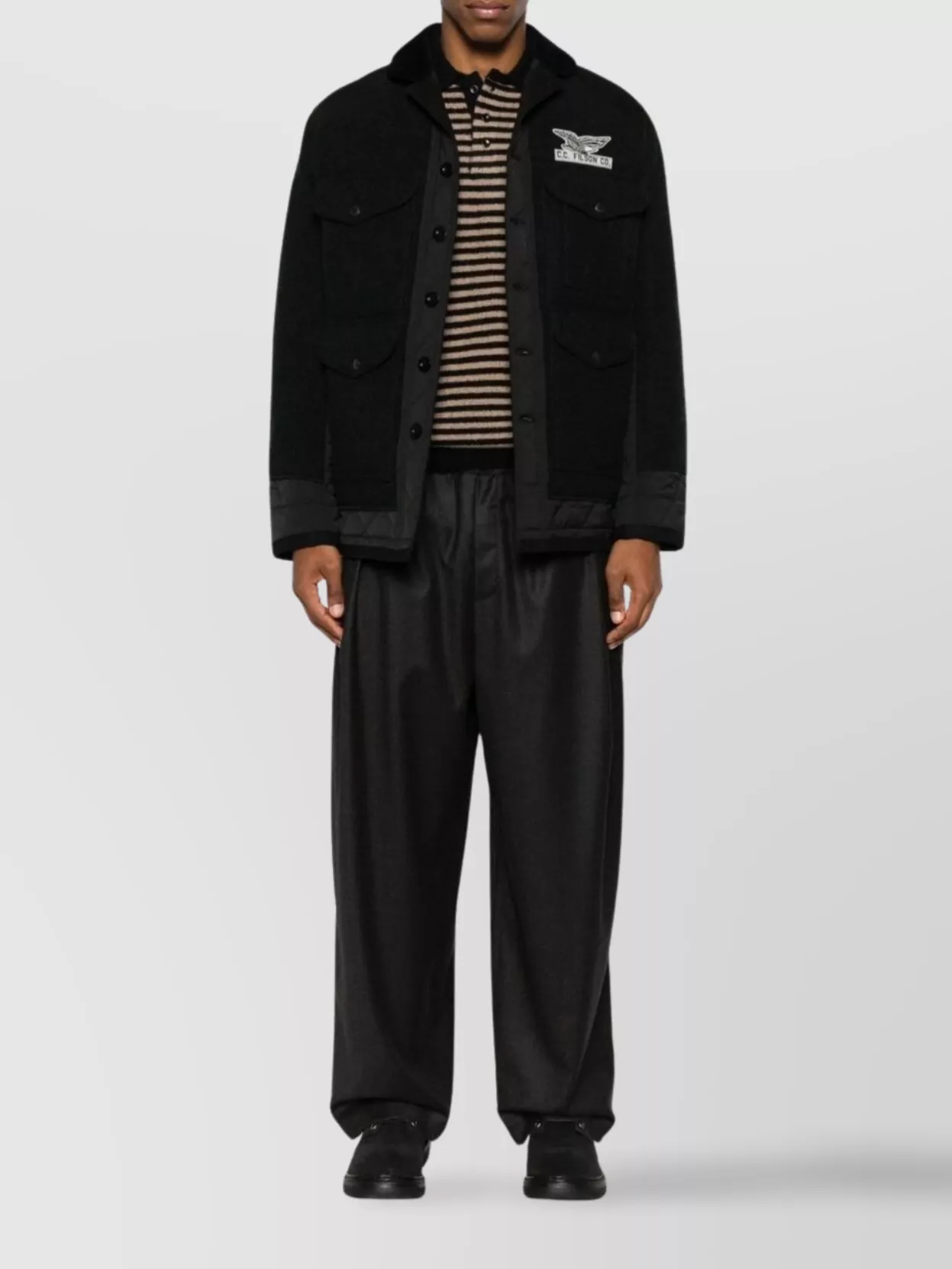 Junya Watanabe Tailored Jacket With Quilted Panels And Pockets In Black