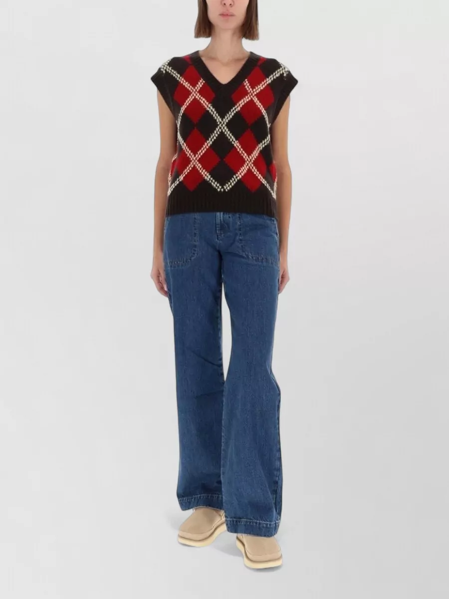 Guest In Residence Cashmere-blend argyle knitted vest