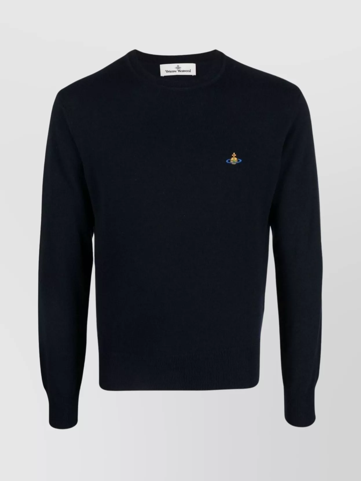 Shop Vivienne Westwood Orb Classic Crewneck Sweater With Fine Knit In Black