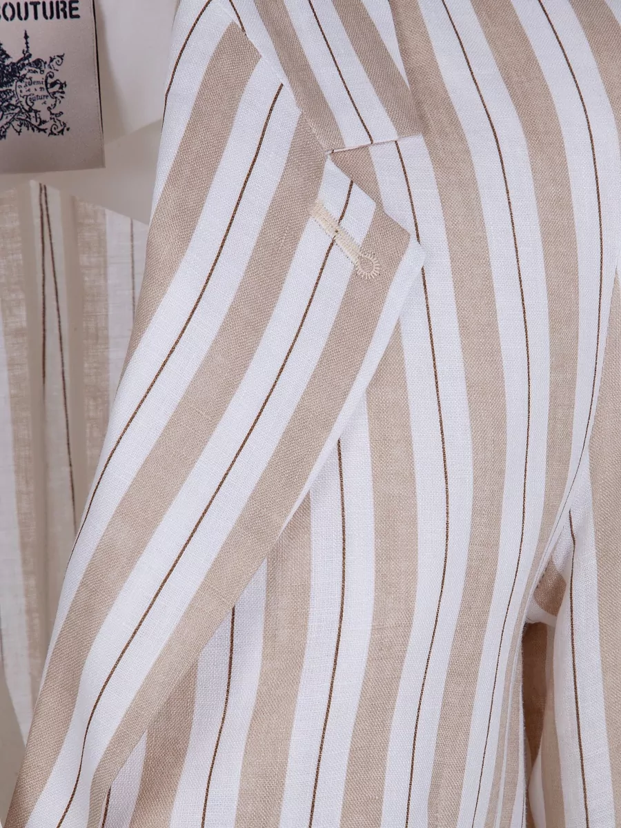 Semicouture Striped Linen Suit Jacket