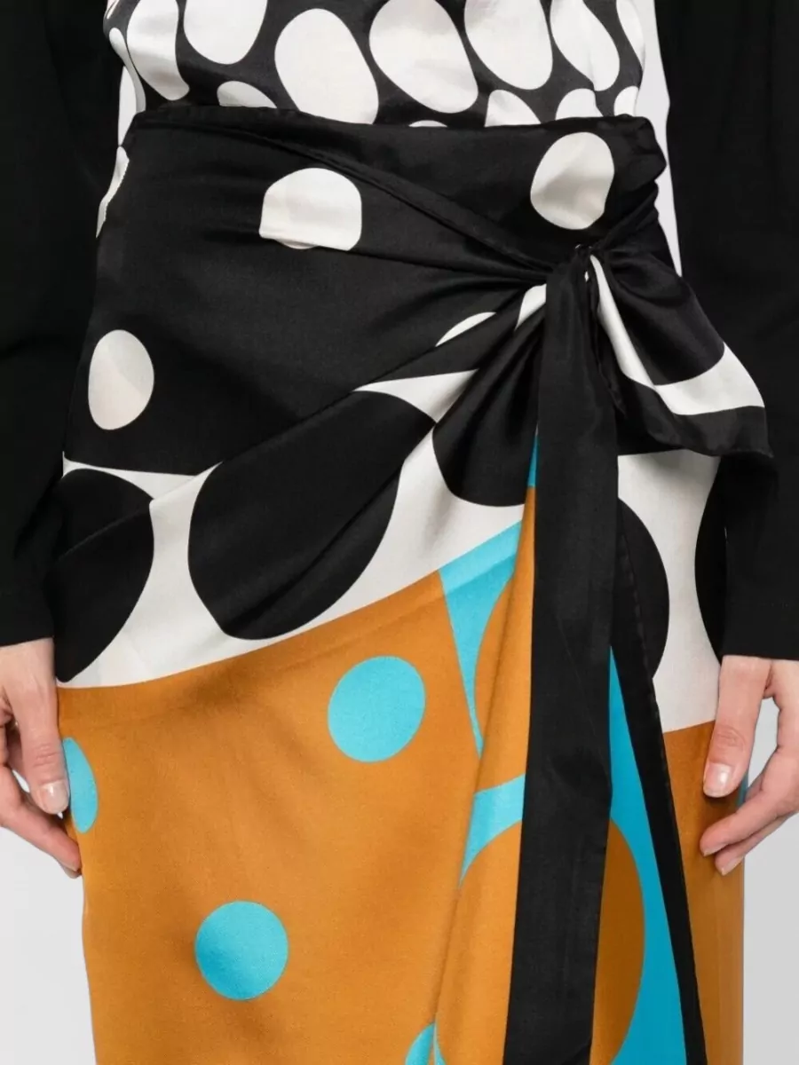 Dries Van Noten Silk Printed Wrap Midi Skirt