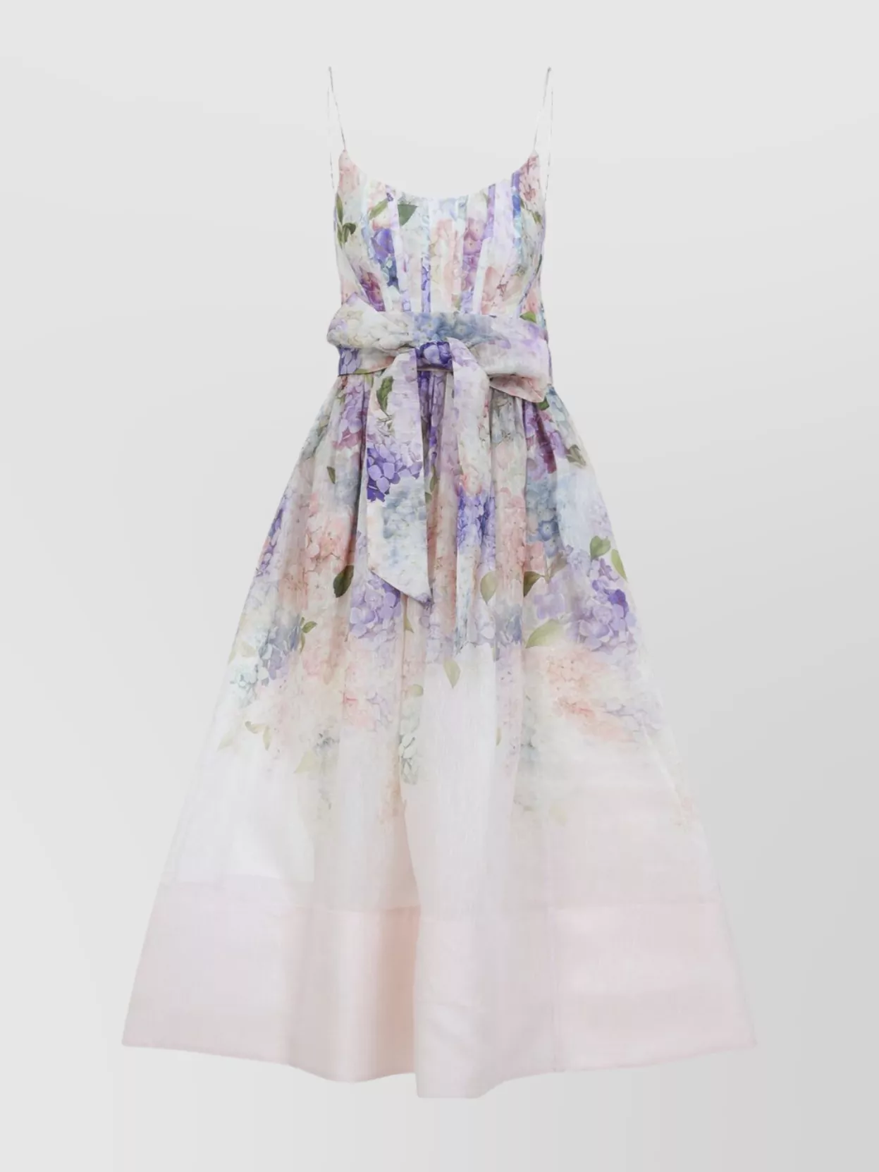 Zimmermann Dawning Belted Floral-print Linen And Silk-blend Midi Dress