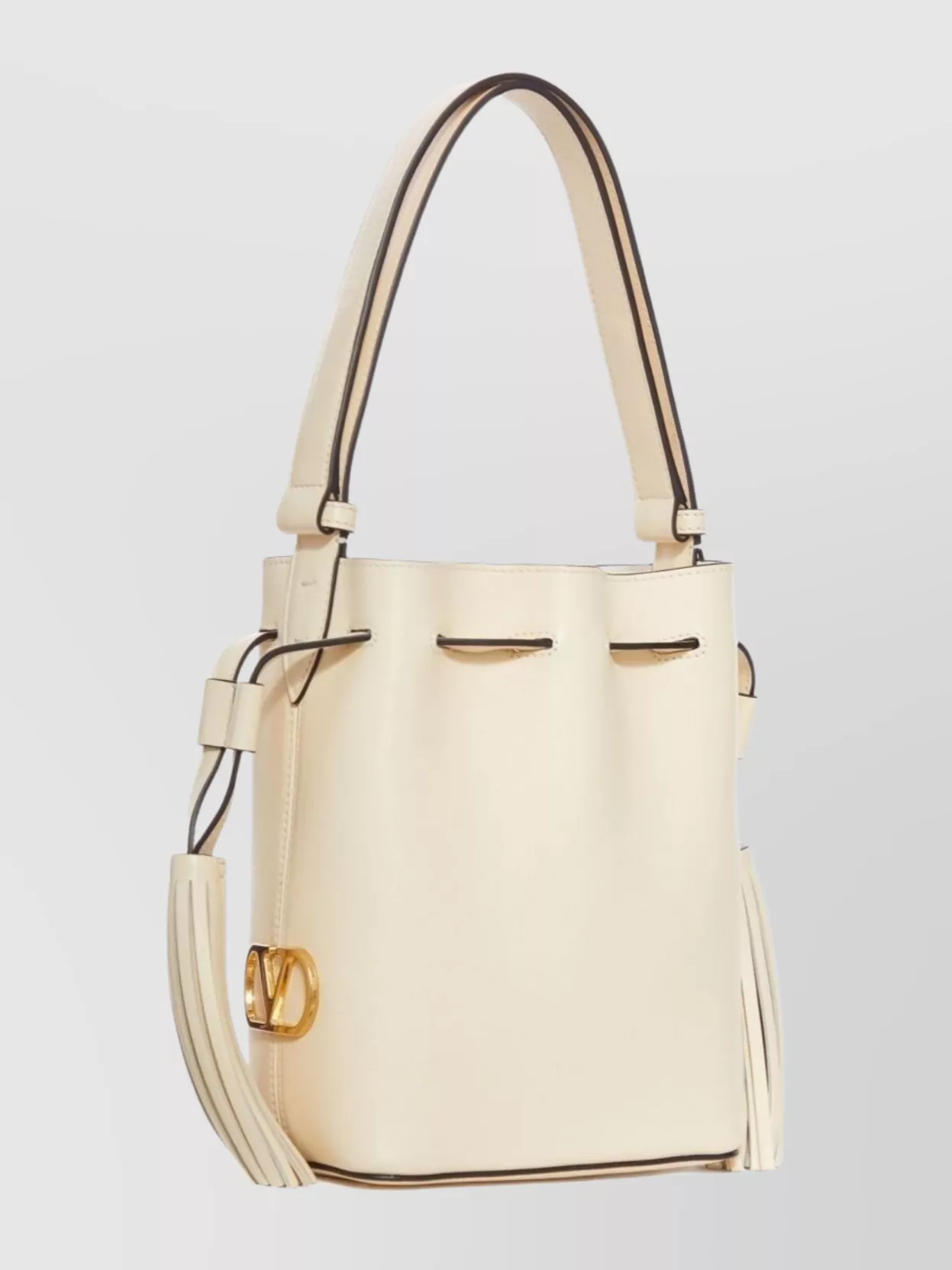 Valentino Garavani Structured Leather Shoulder Bag Tassel Detail