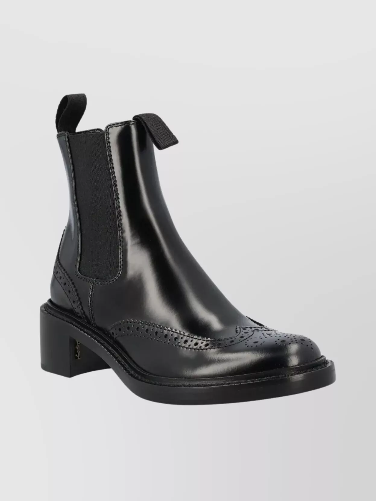 Saint Laurent Leather Chelsea Boots Block Heel Design In Black