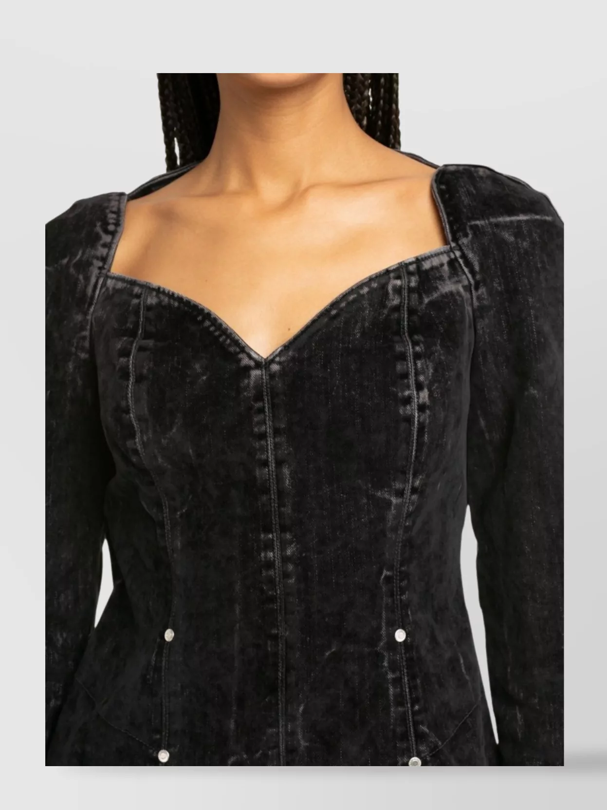 Stella Mccartney Denim Top With Buttoned Front And Fitted Shape