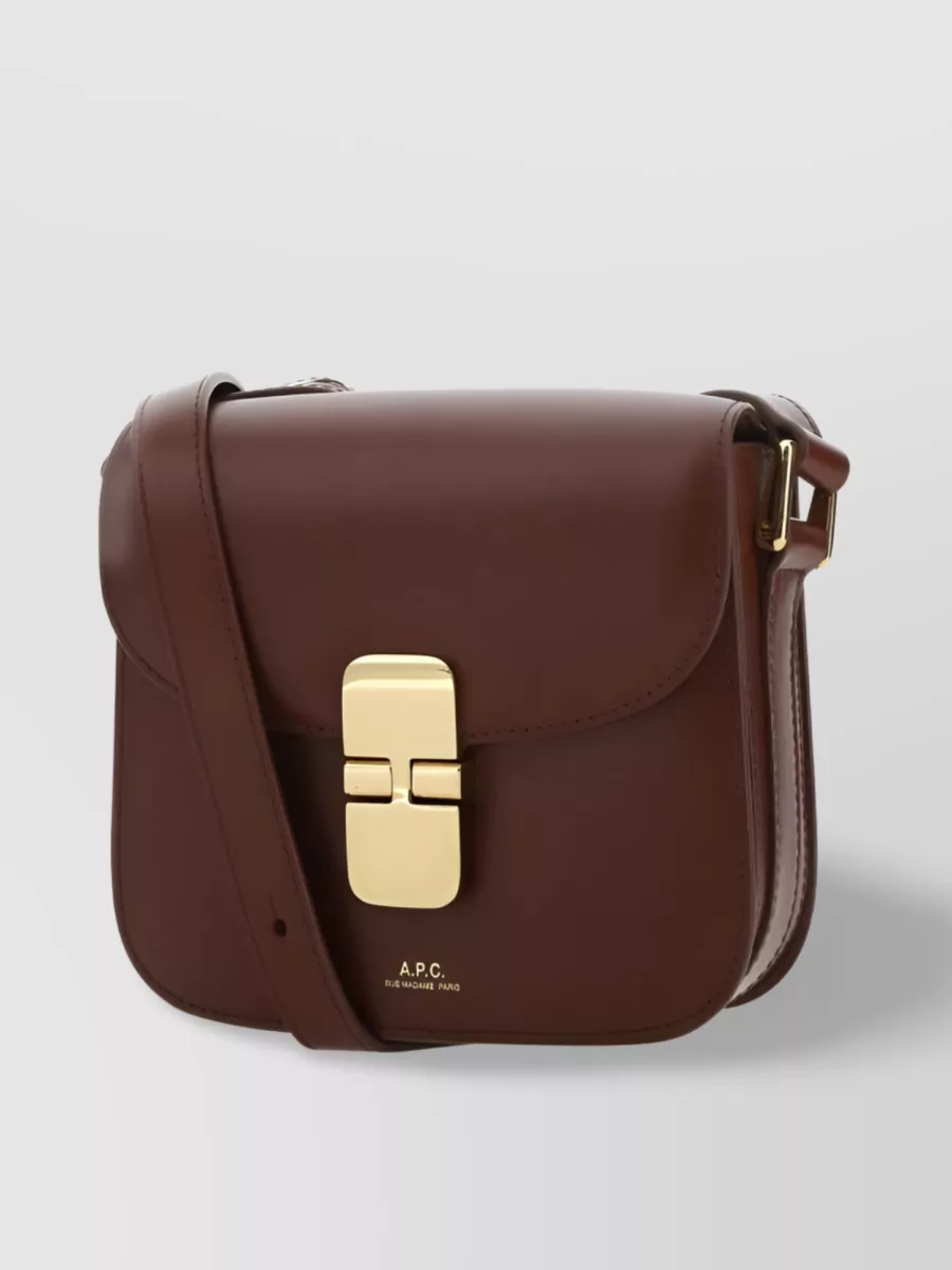Shop Apc Grace Embossed Leather Shoulder Bag In Brown