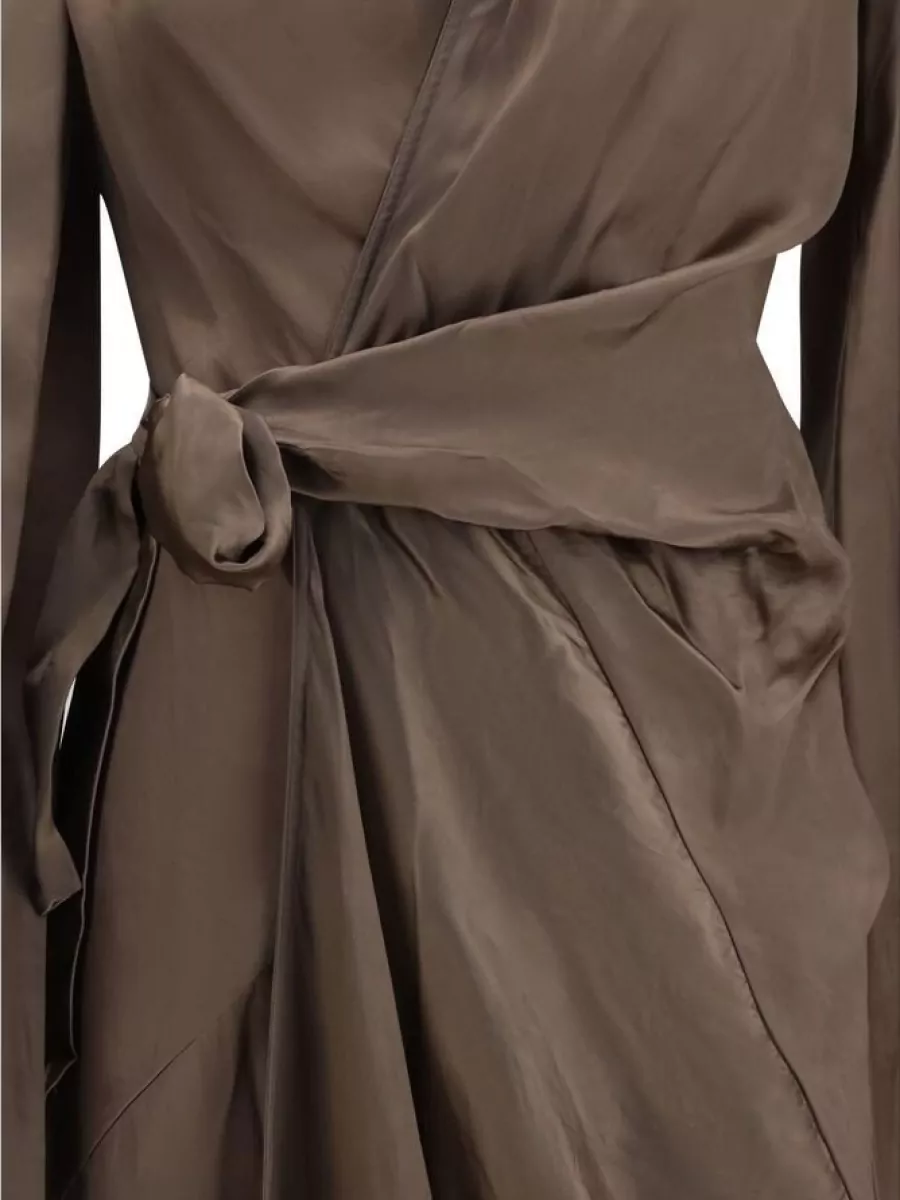 Rick Owens Asymmetric draped long sleeve wrap dress