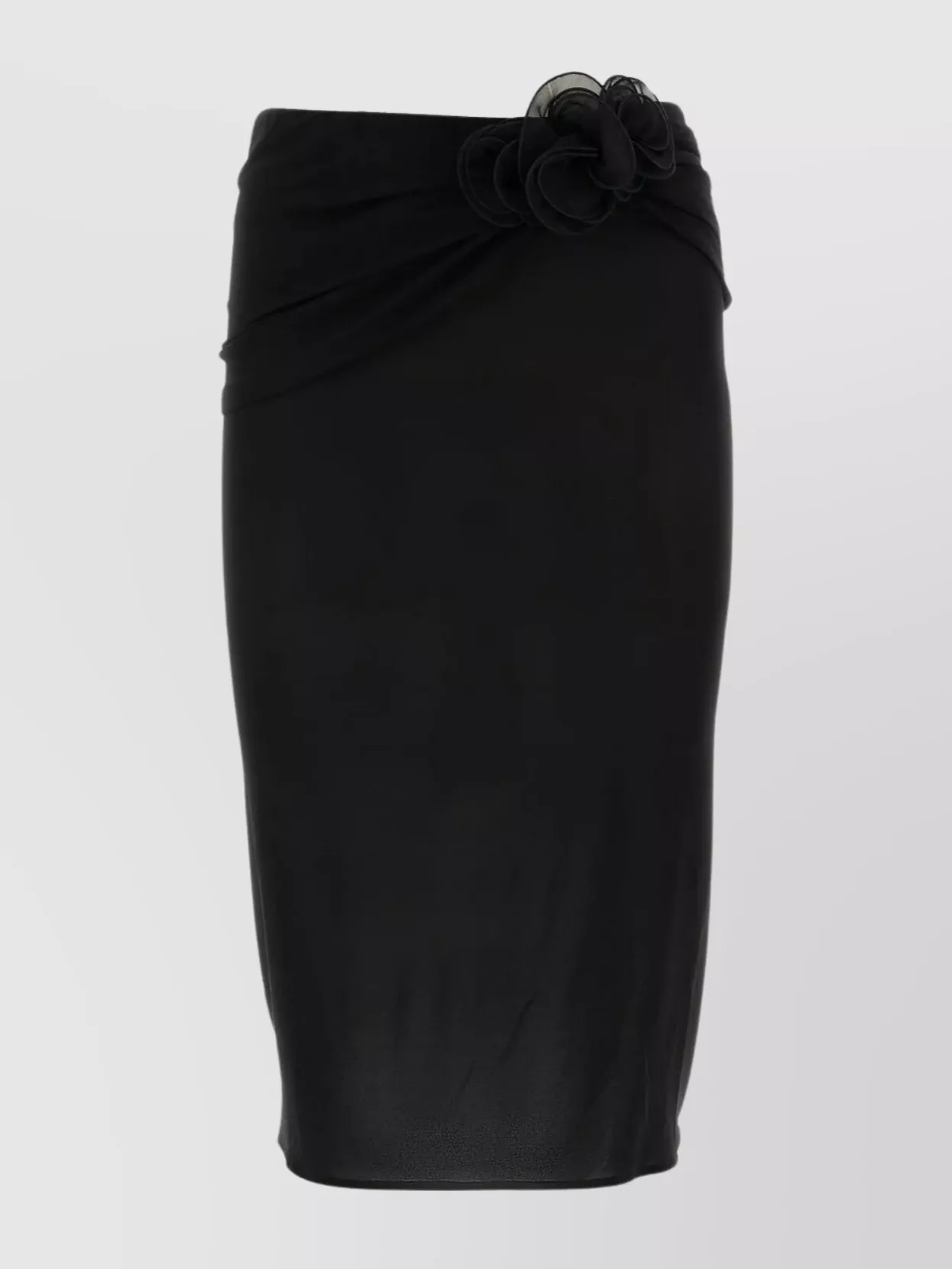 Shop Magda Butrym Silk Skirt With High Waist And Floral Embellishment