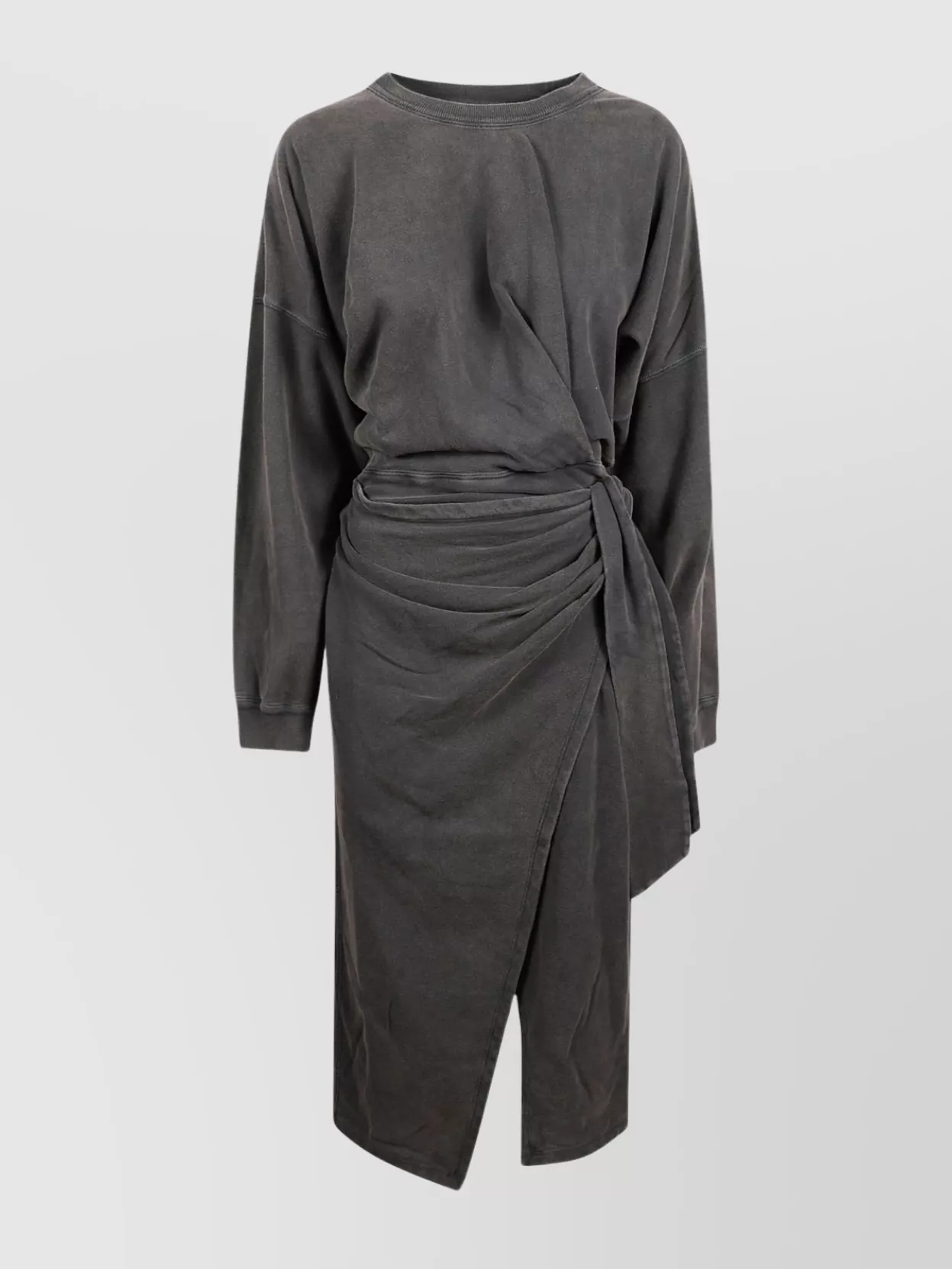 Isabel Marant Étoile Midi Wrap Dress Long Sleeves In Gray