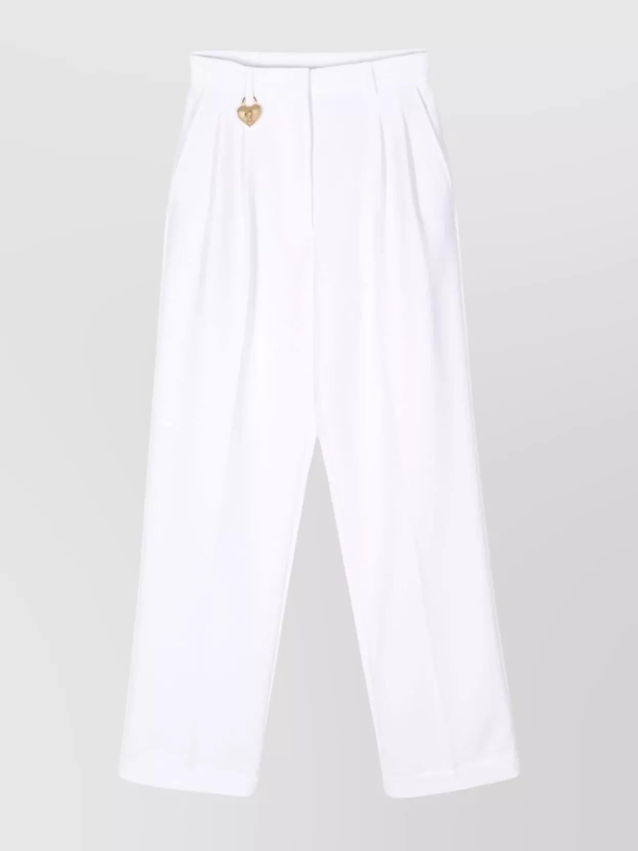 Shop Moschino Wide Leg High Waist Trousers In White