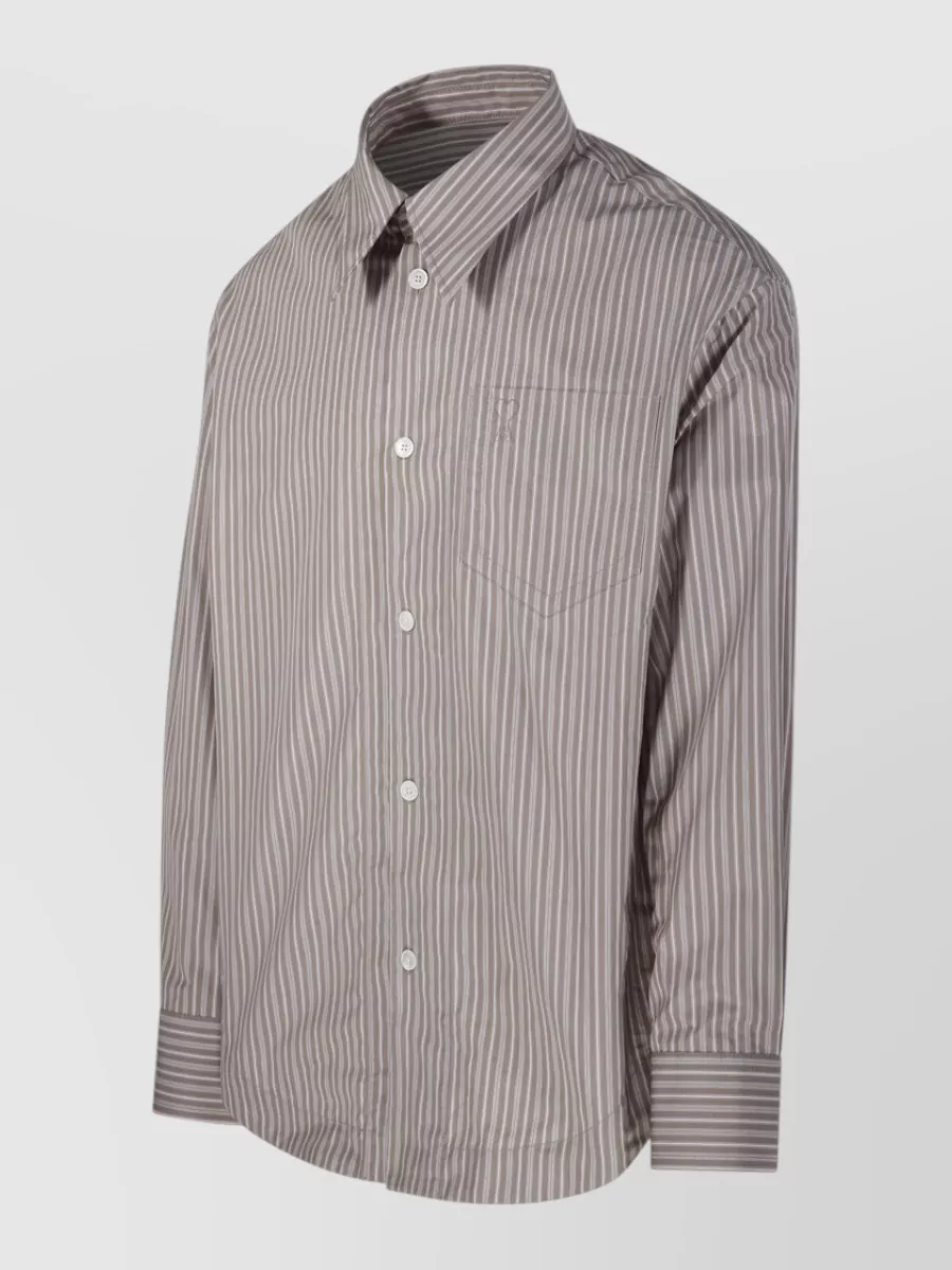 Ami Paris Cotton Wide Long-Sleeve Shirt