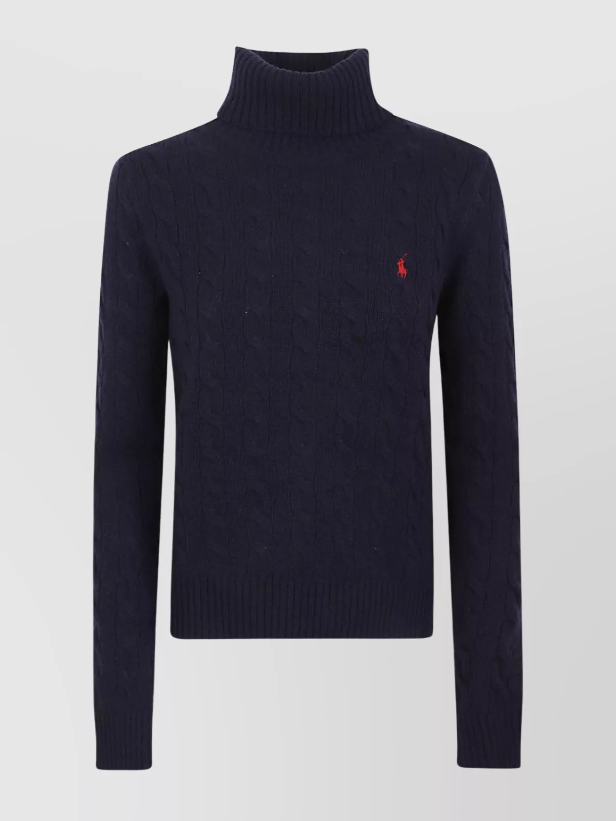 Polo Ralph Lauren Long Sleeve Turtleneck Cable Knit Top In Blue