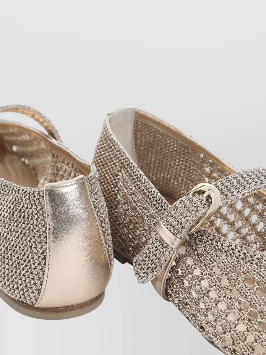 Stuart Weitzman Crochet Mary Jane Ballerina Flats