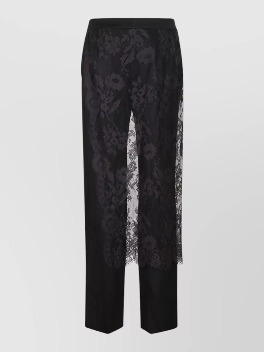 Zimmermann wool silk lace panel straight-leg trousers