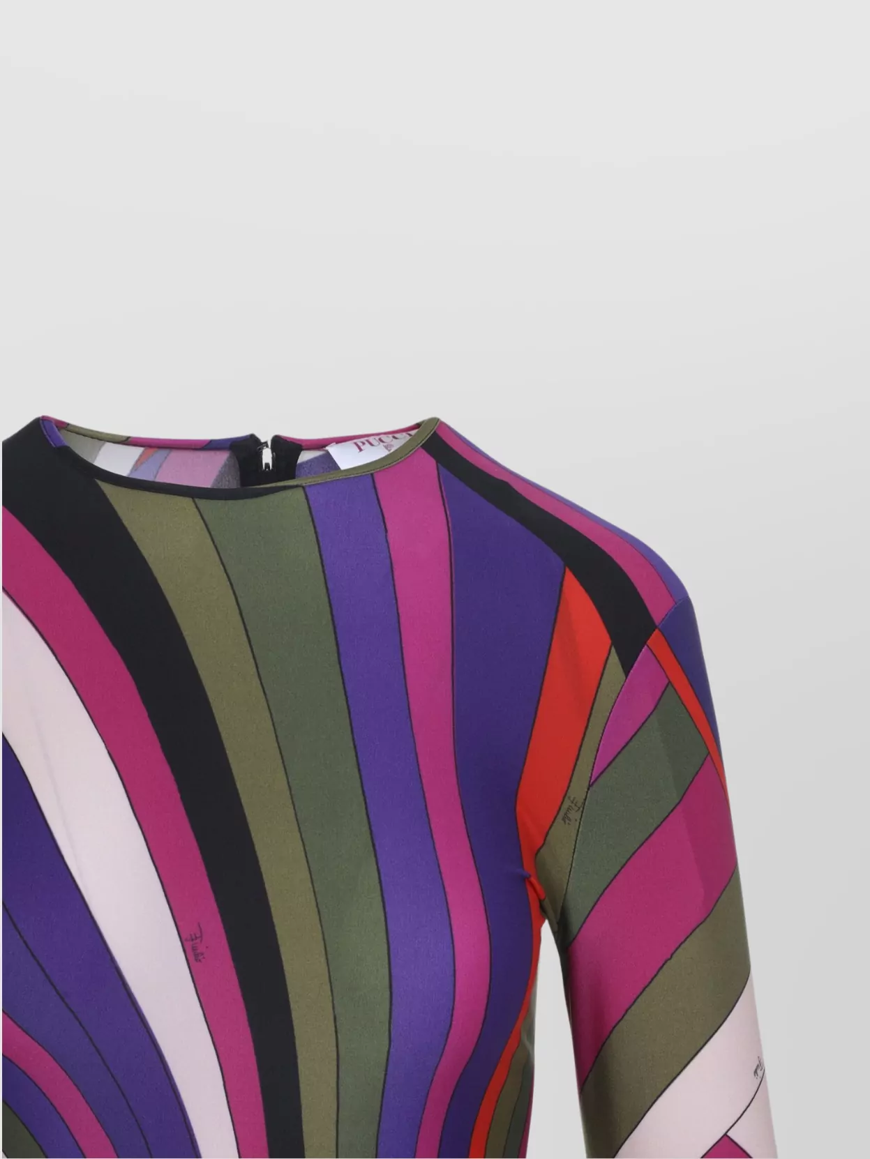 Pucci Fitted Long Sleeve Midi Dress Style In Multi