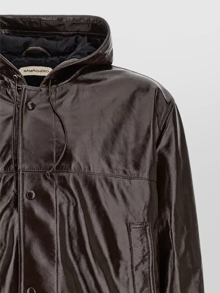 Namacheko Leather Hooded Padded Coat