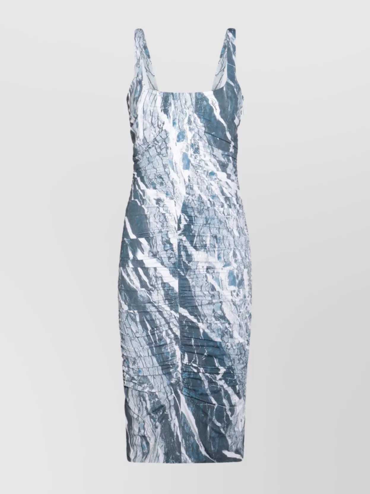 Shop Roberto Cavalli Square Neckline Midi Length Dress With Ruched Detailing