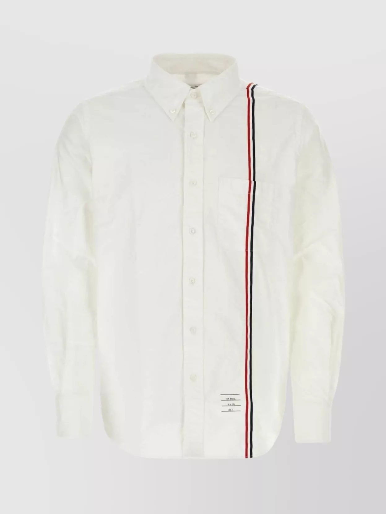 Shop Thom Browne Oxford Shirt With Long Sleeves And Striped Trim In Red