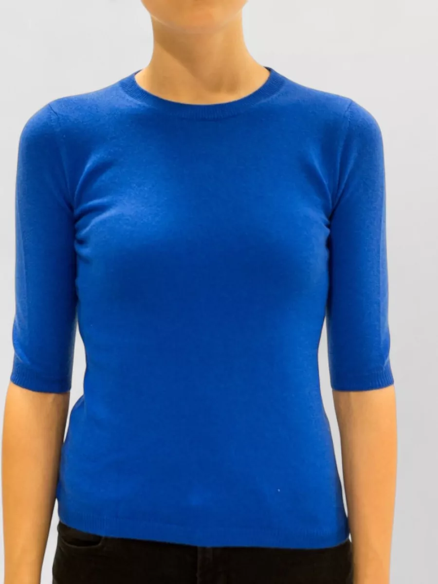 La Rose Cashmere 3/4-Sleeve Knitted Top